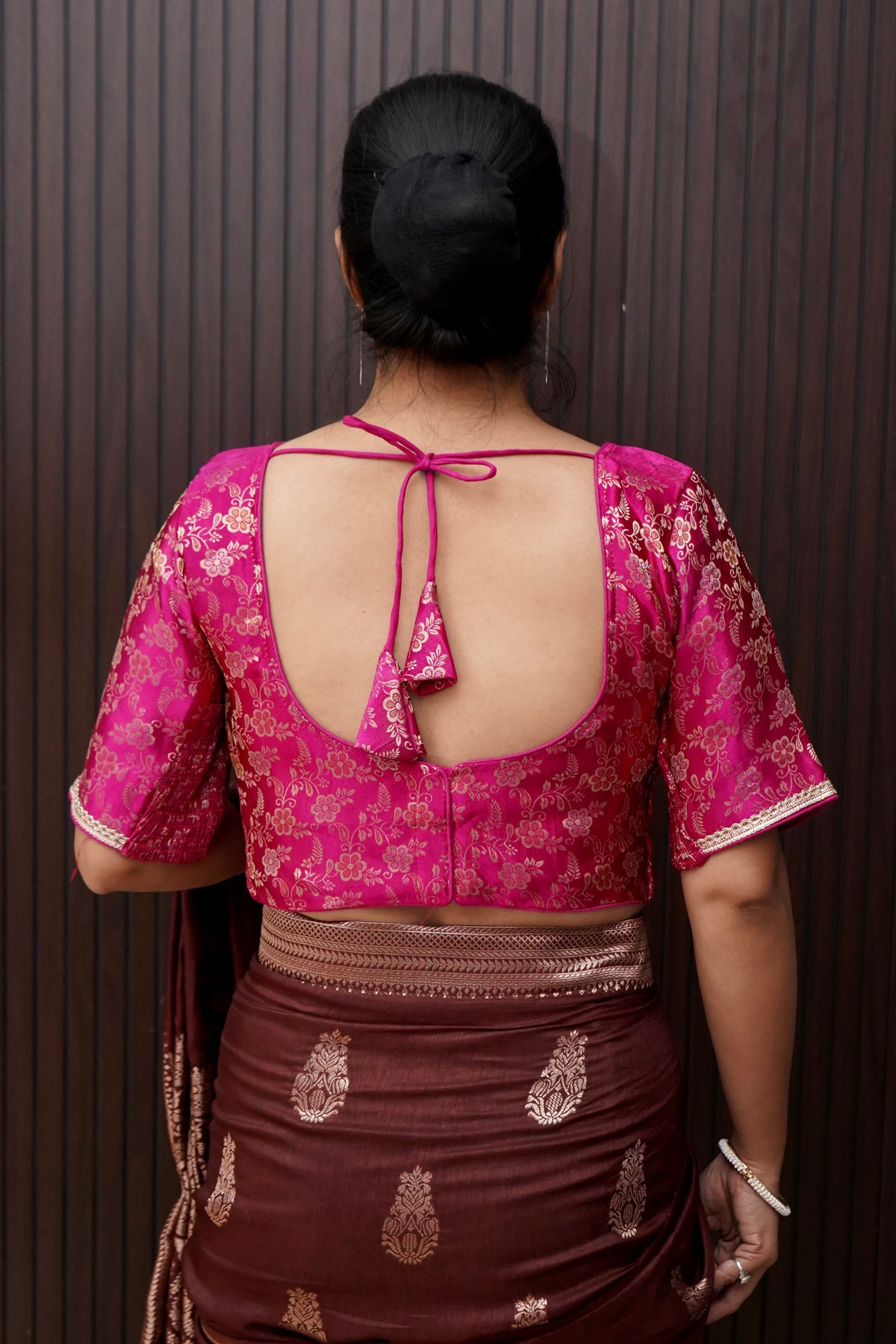 Magenta Pink Floral Stretchable Blouse