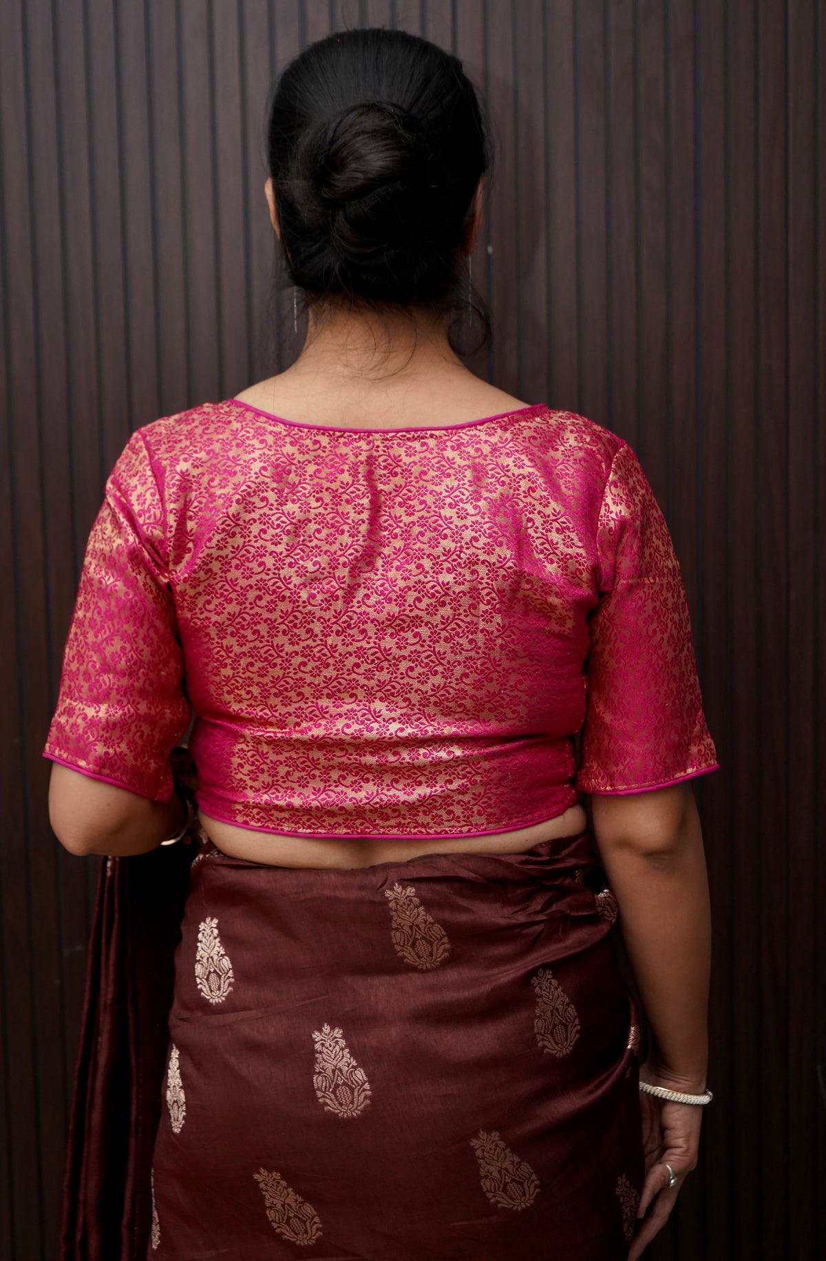 Mini Floral Pattern Stretchable Blouse - Hot Pink