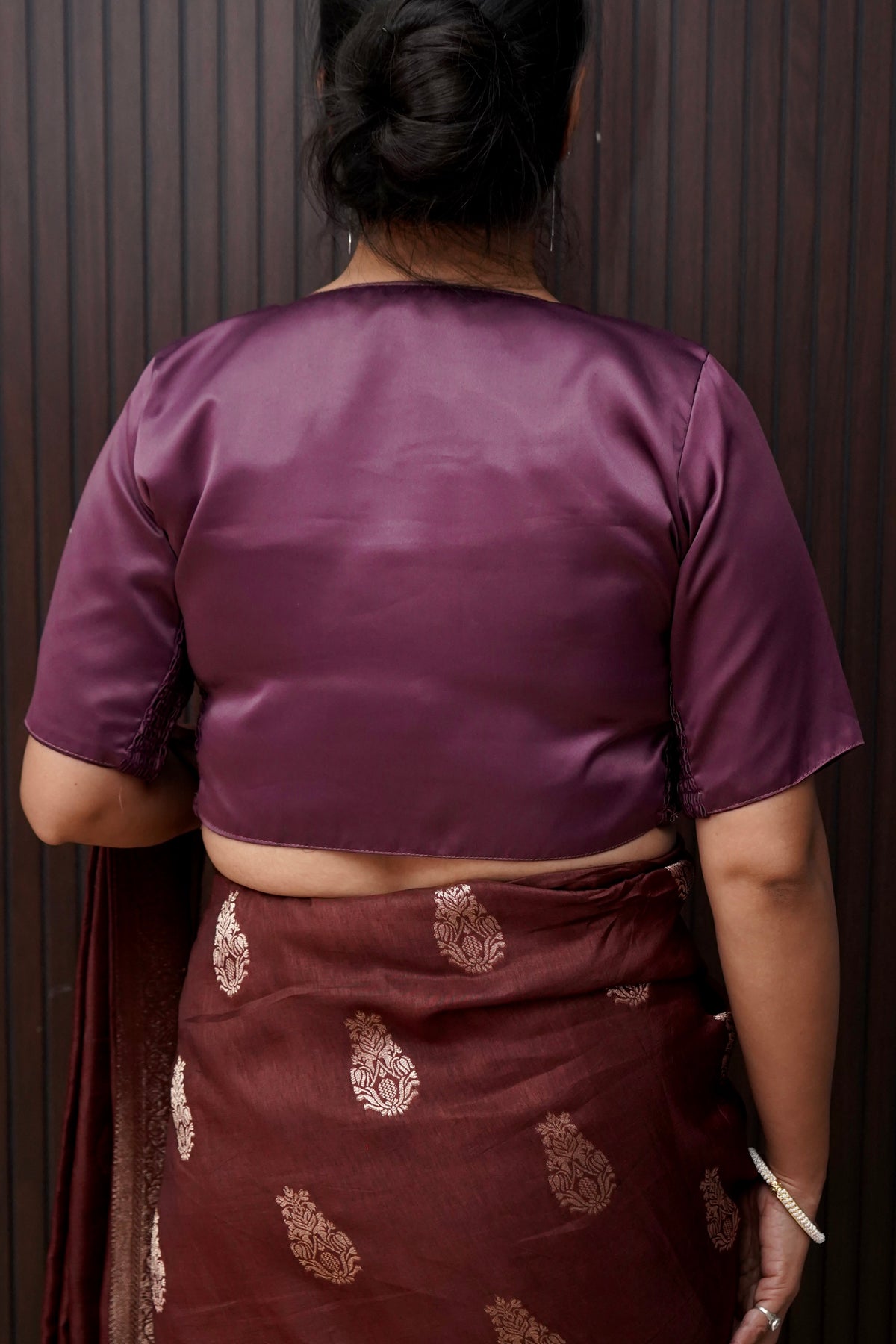 Soft V-Neck Stretchable Blouse in Dusty Plum