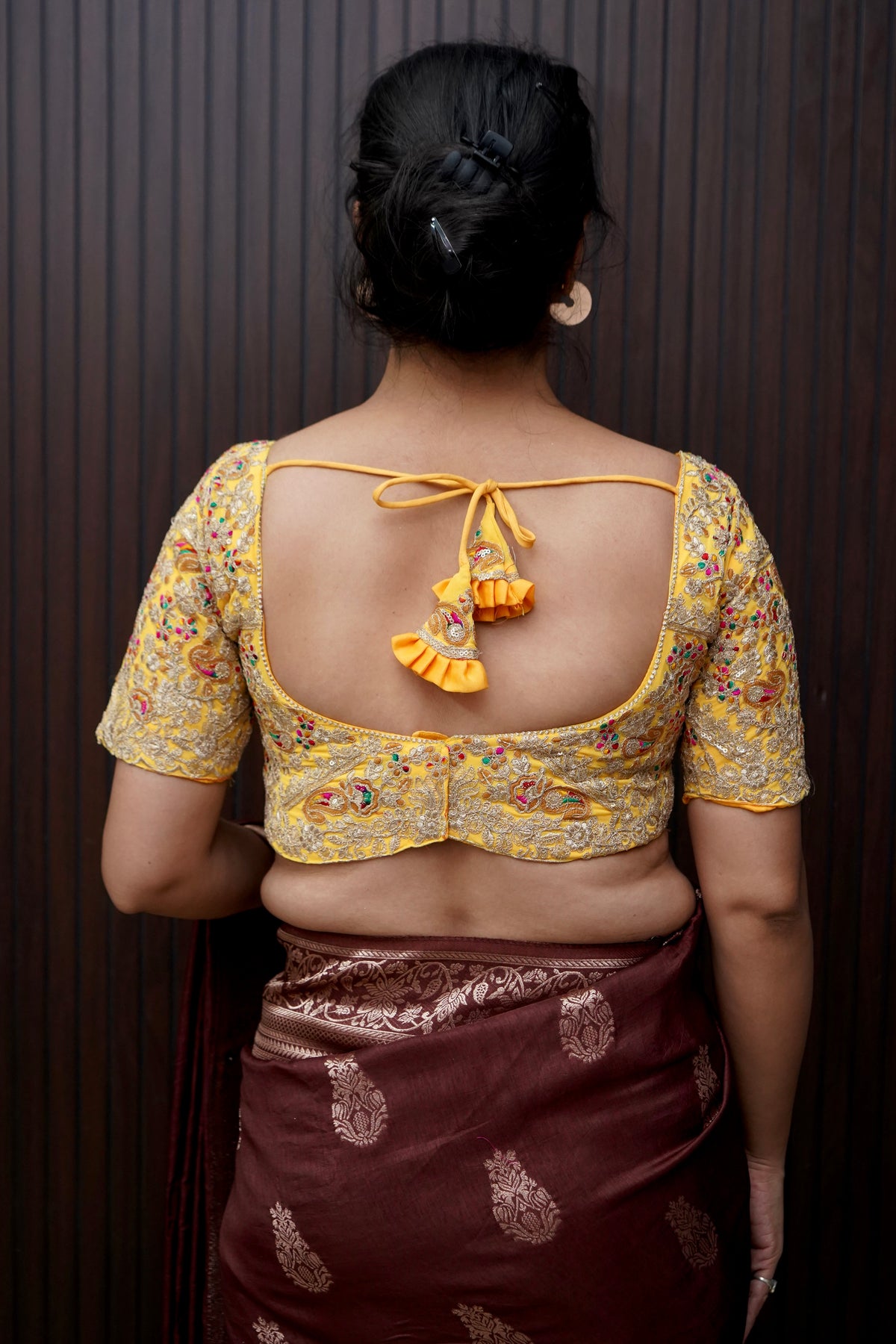 Mustard Yellow Heavy Embroidered Designer Work Blouse