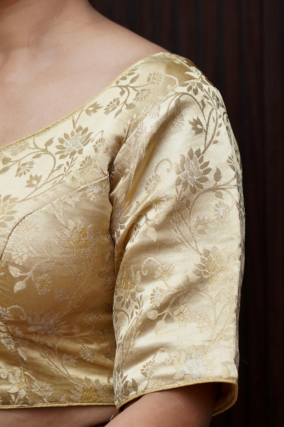 Brocade Floral Vine Blouse - Cream