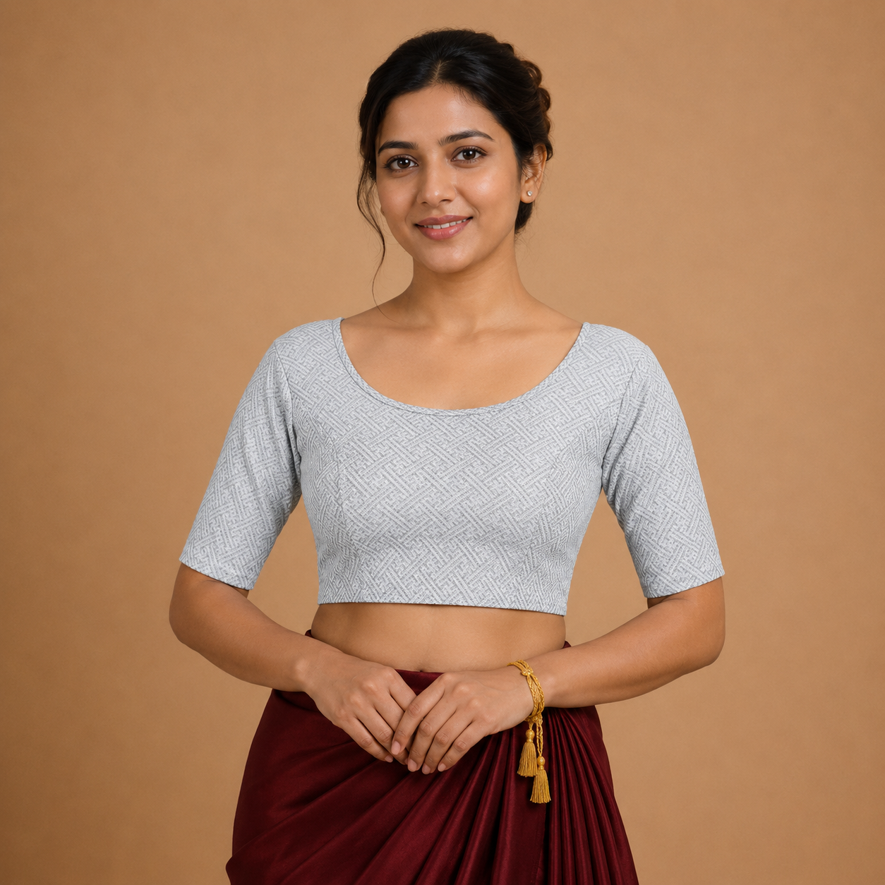 Readymade Stretchable Silver Choli Blouse