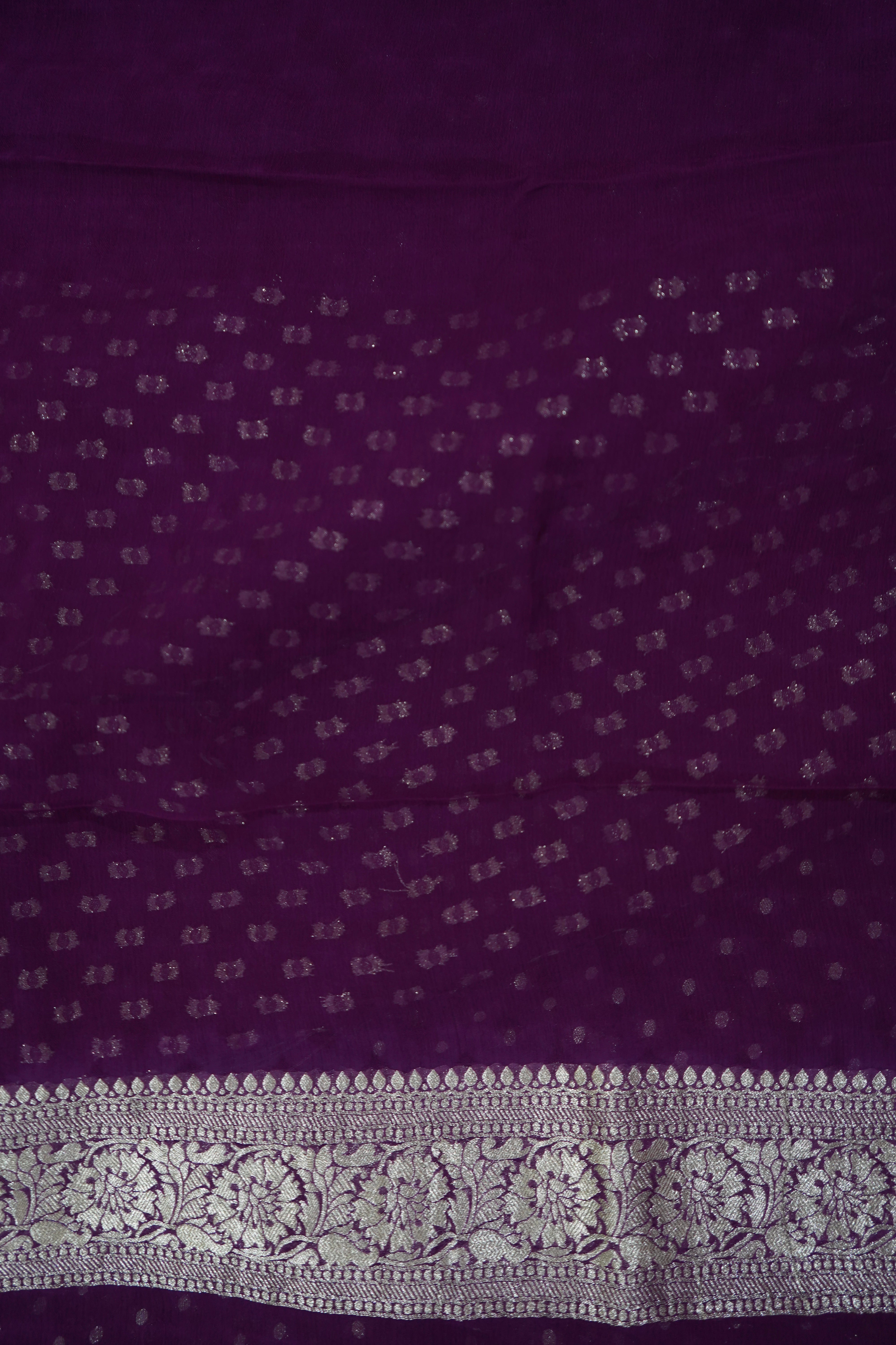 Purple Khaddi Georgette Pure Banarasi Saree with Champagne Zari Border
