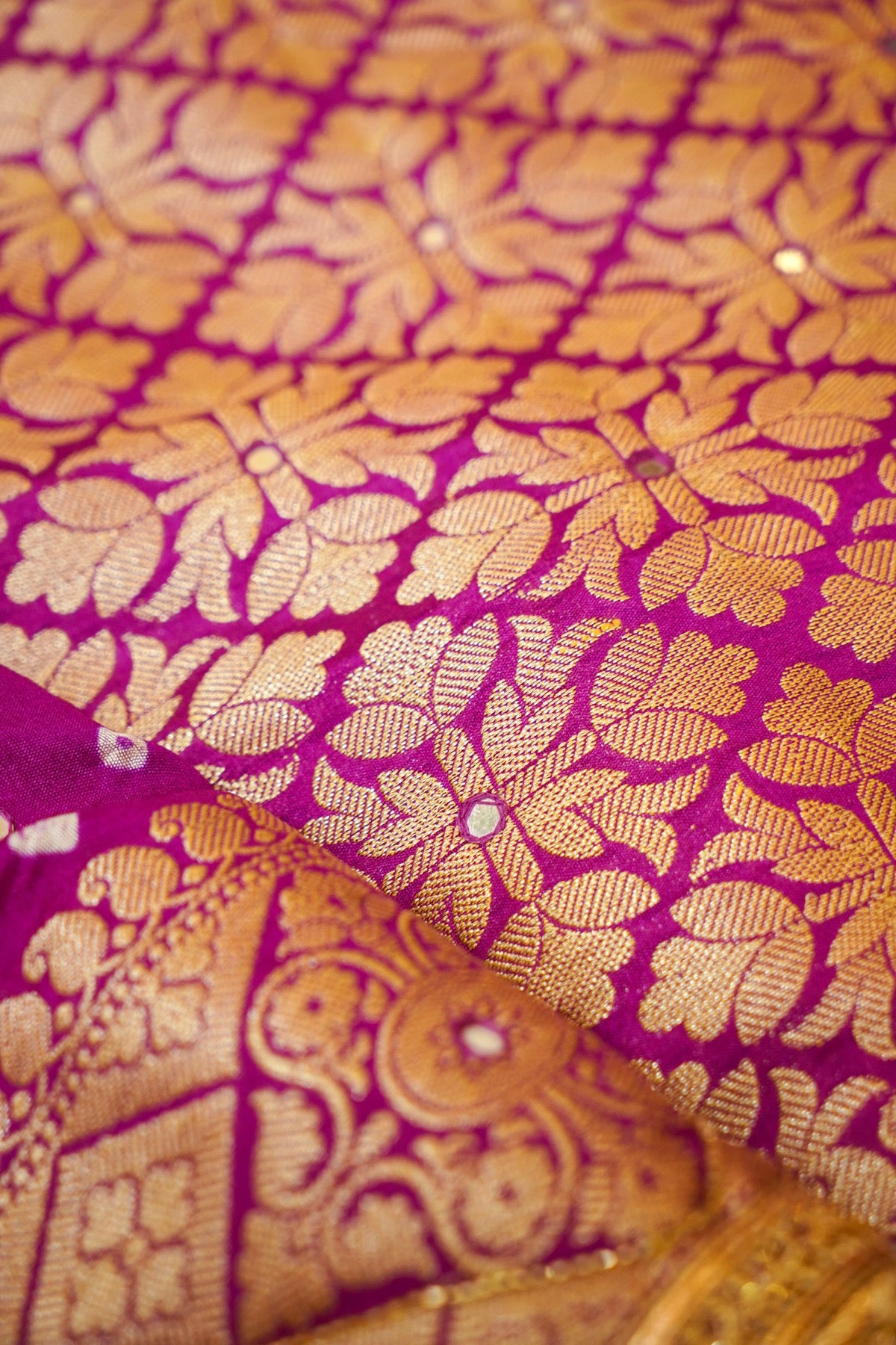 Rani Pink Bandhani Banarasi Dupion Silk Saree with Fringe Border