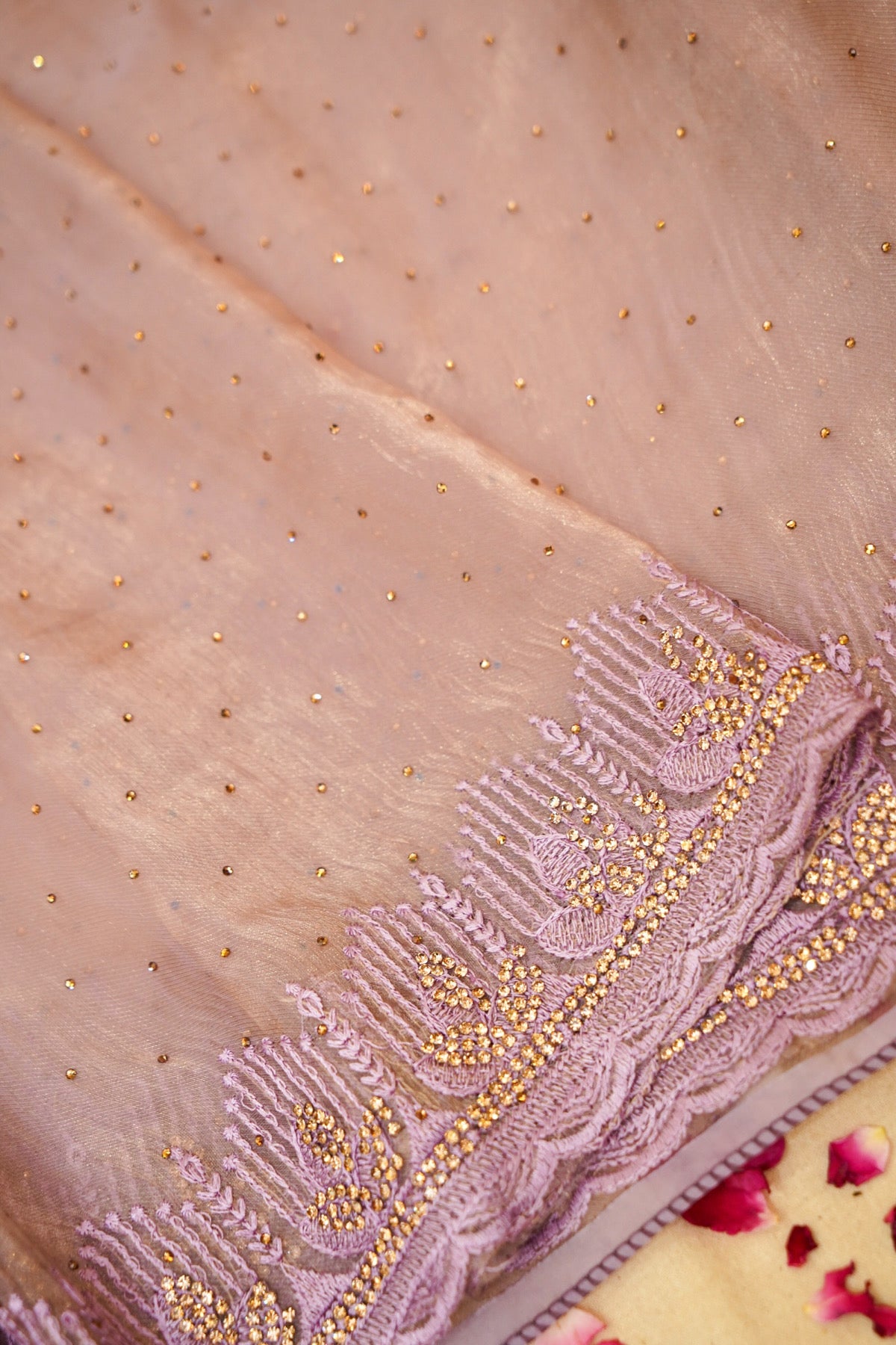 Blush Mauve Lotus Bloom Designer Saree