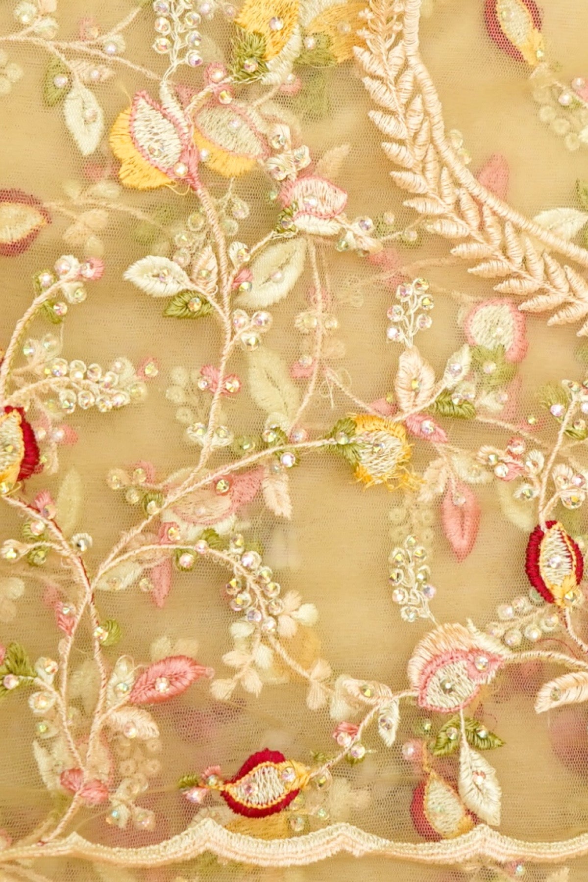 Pistachio Green Floral Garden Embroidered Net Saree