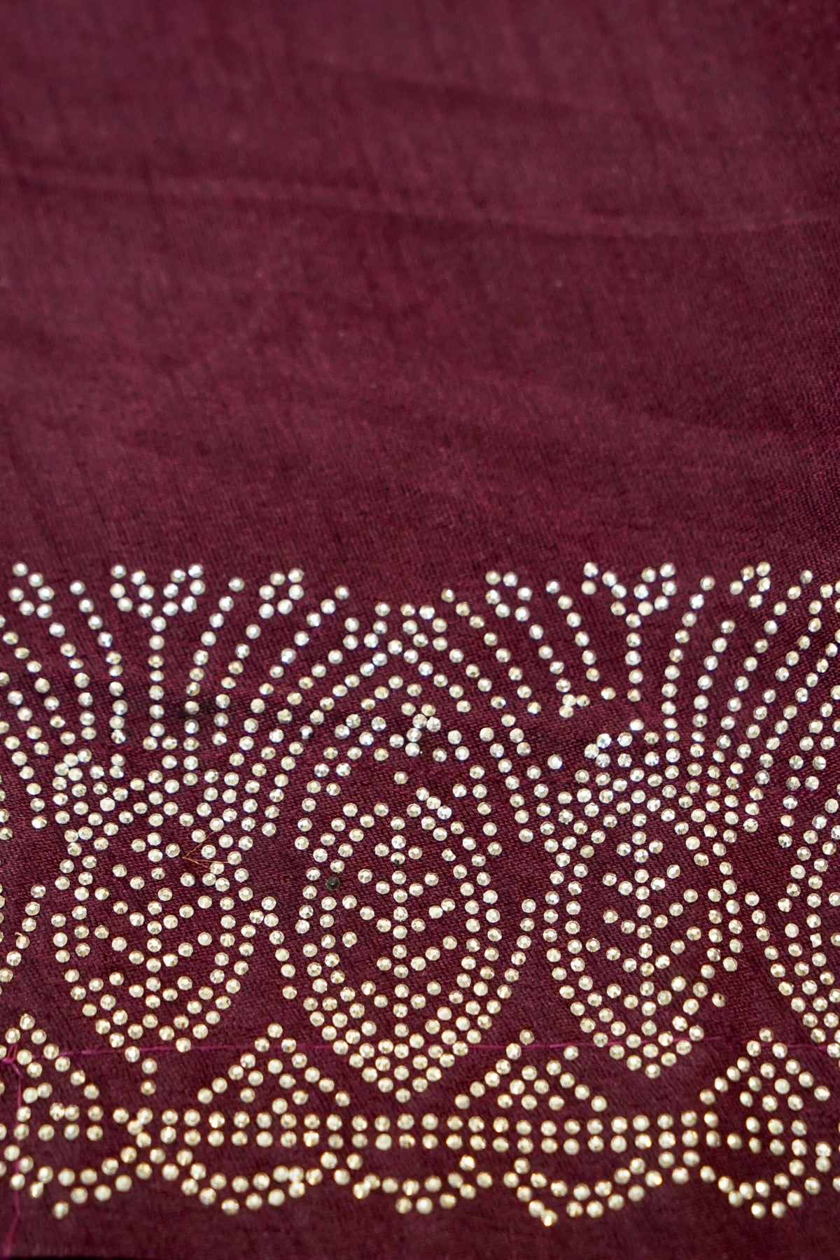 Magenta Stardust Rhinestone Border Designer Silk Saree