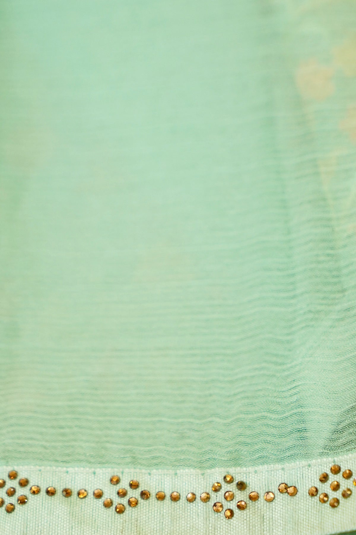 Mint Green Designer Saree with Floral Vine Embroidery