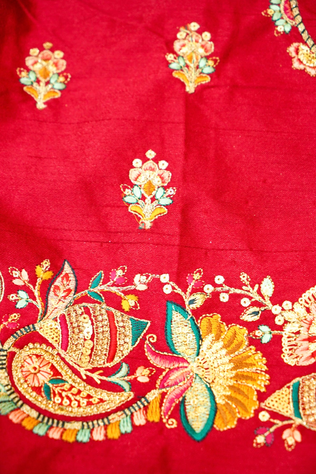 Dark Brown Bloom Embroidered Designer Saree