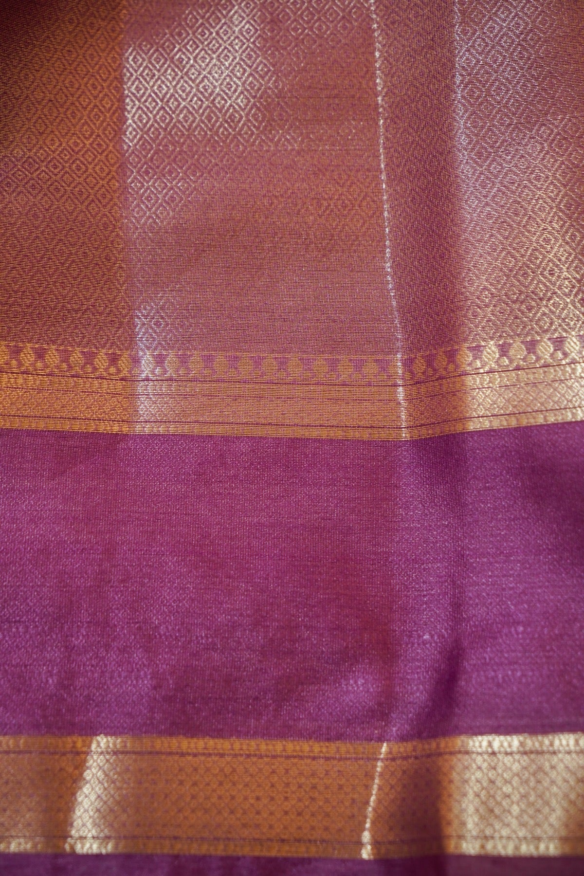 Purple and Magenta Worm Silk Saree with Gold Zari Detailing