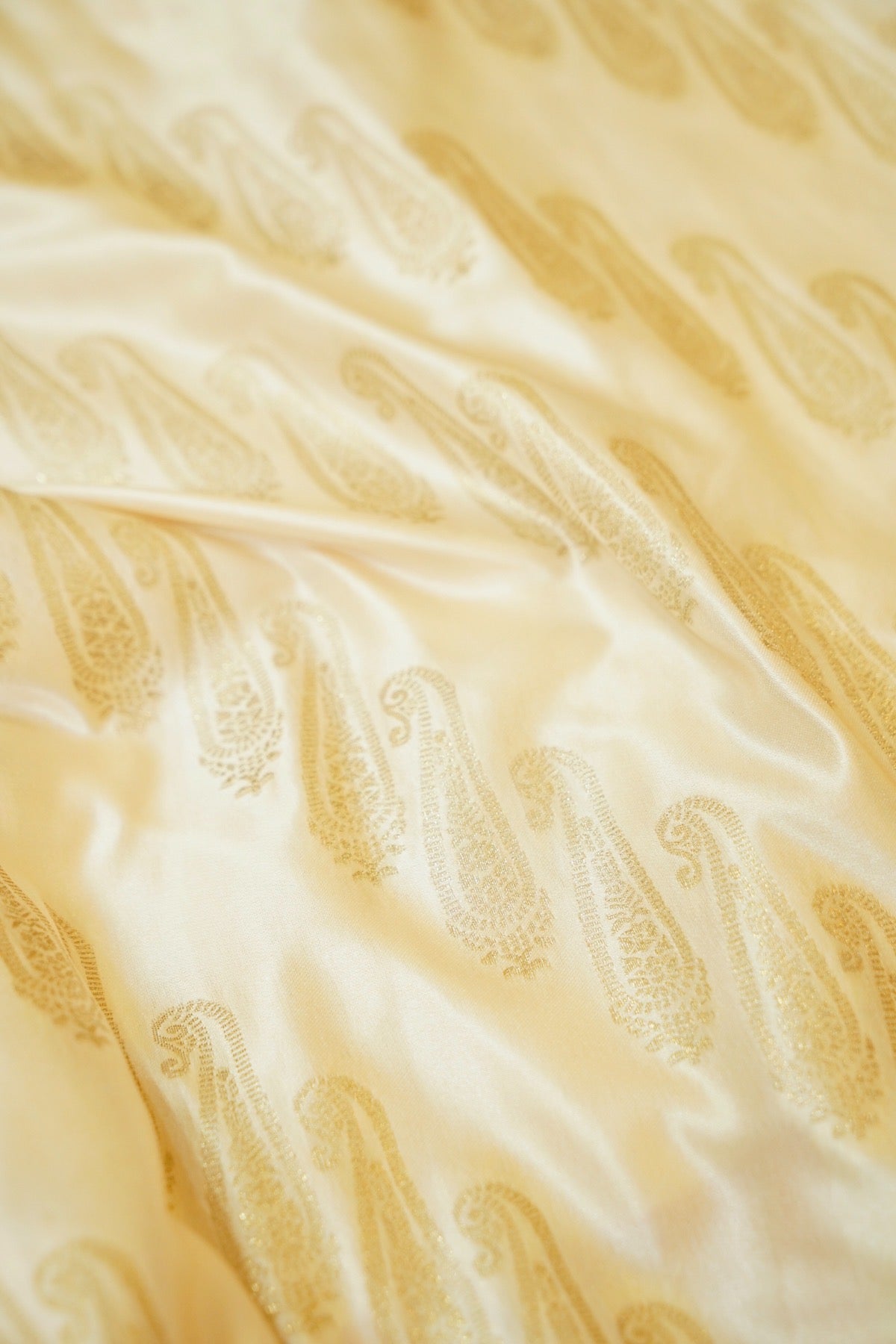 Classic Ivory Satin Mashru Silk Saree with Red Border