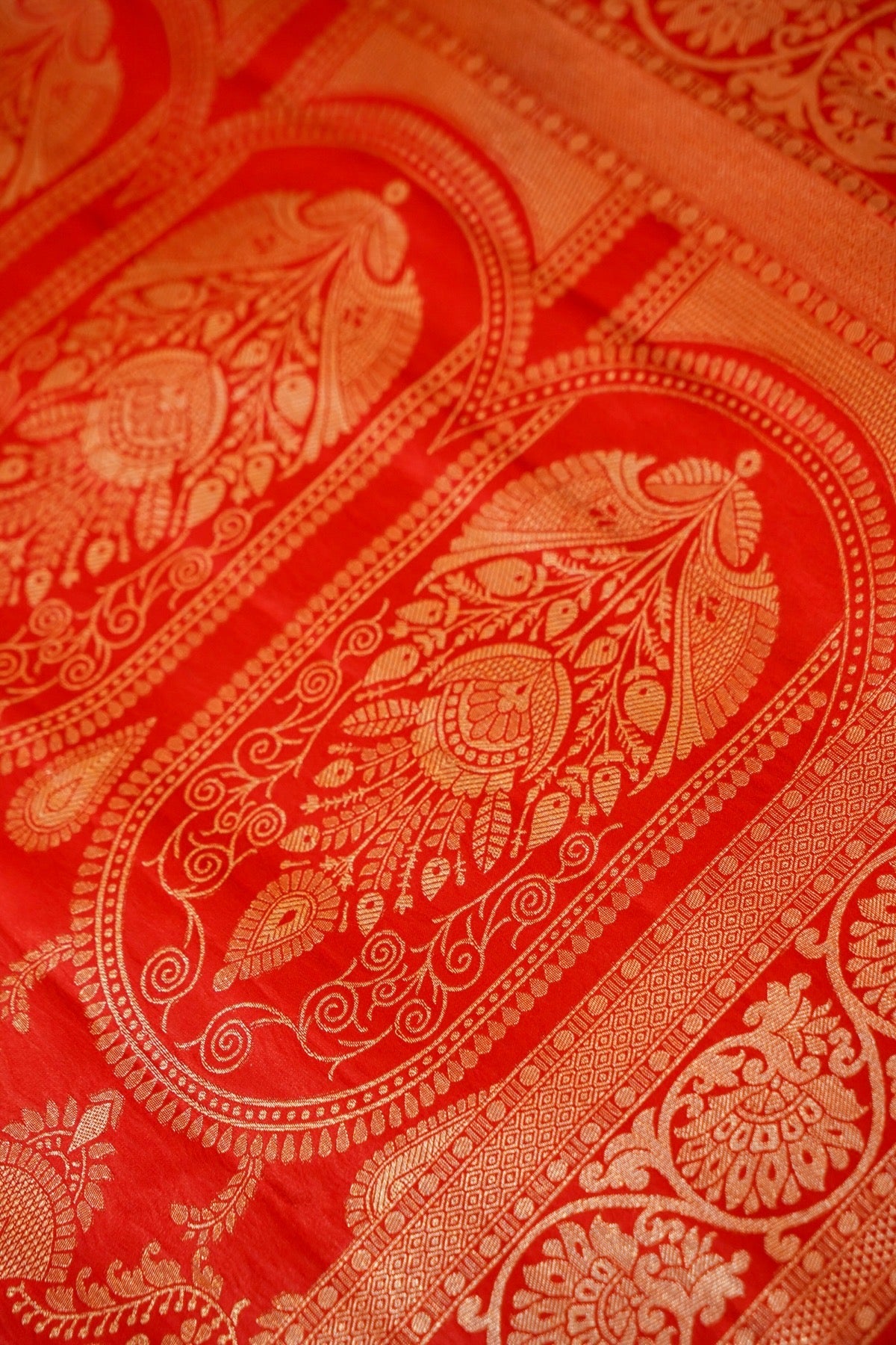 Classic Ivory Satin Mashru Silk Saree with Red Border