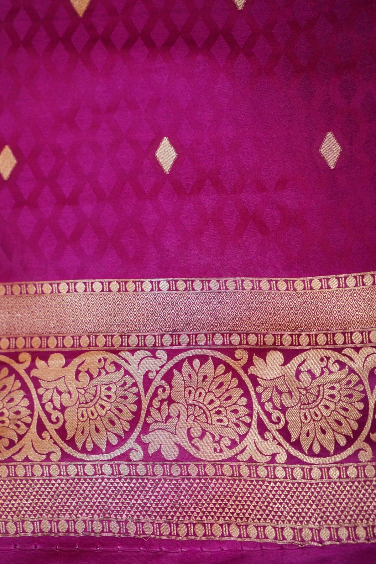 Classic Mustard Yellow Satin Mashru Silk Saree with Purple Border