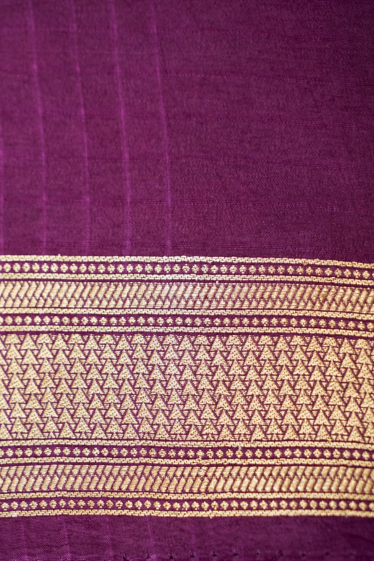 Plum Purple Dola Silk Saree with Multicolor Floral Border and Stitched Blouse