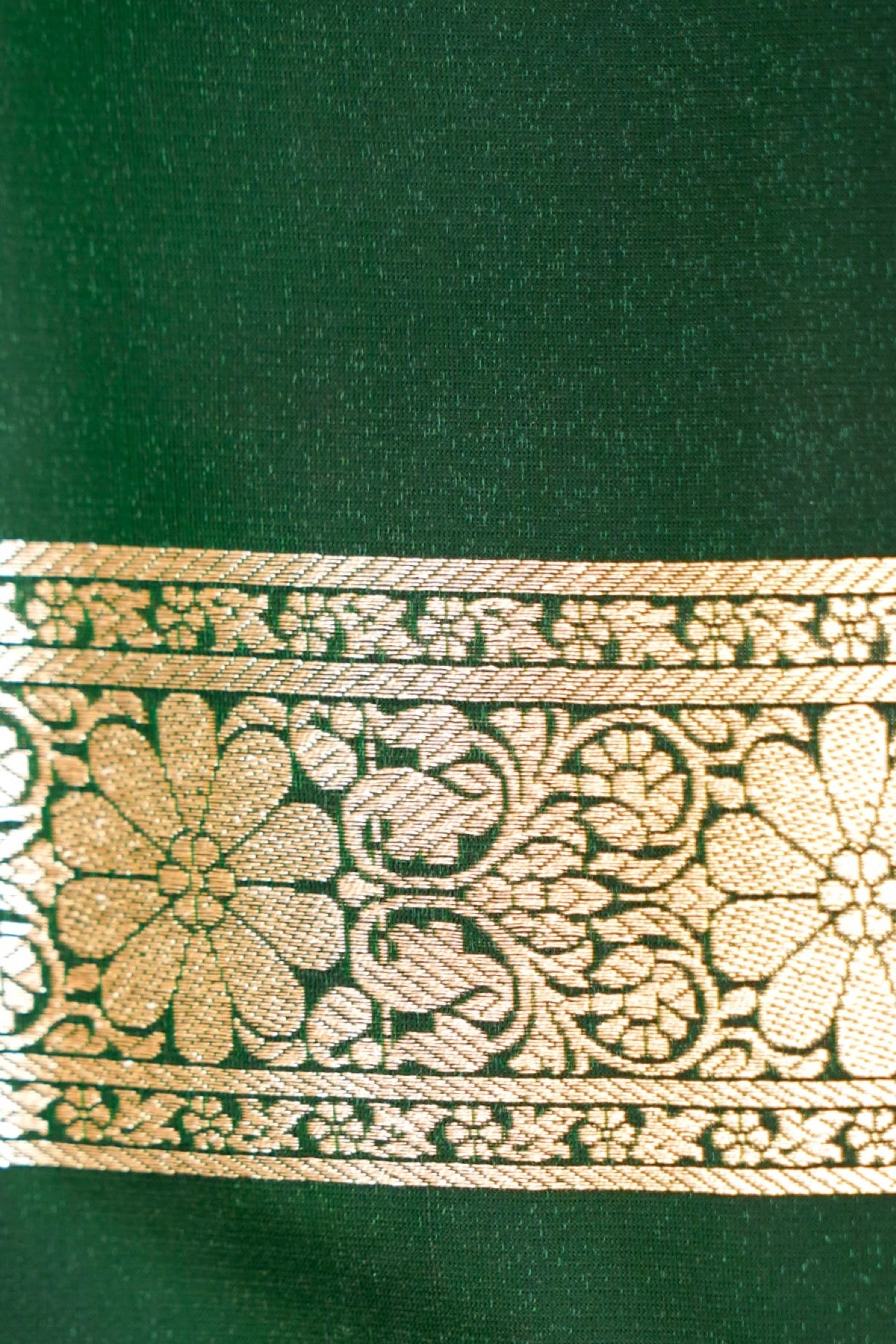 Royal Bottle Green Banarasi Silk Saree with Golden Zari Weave