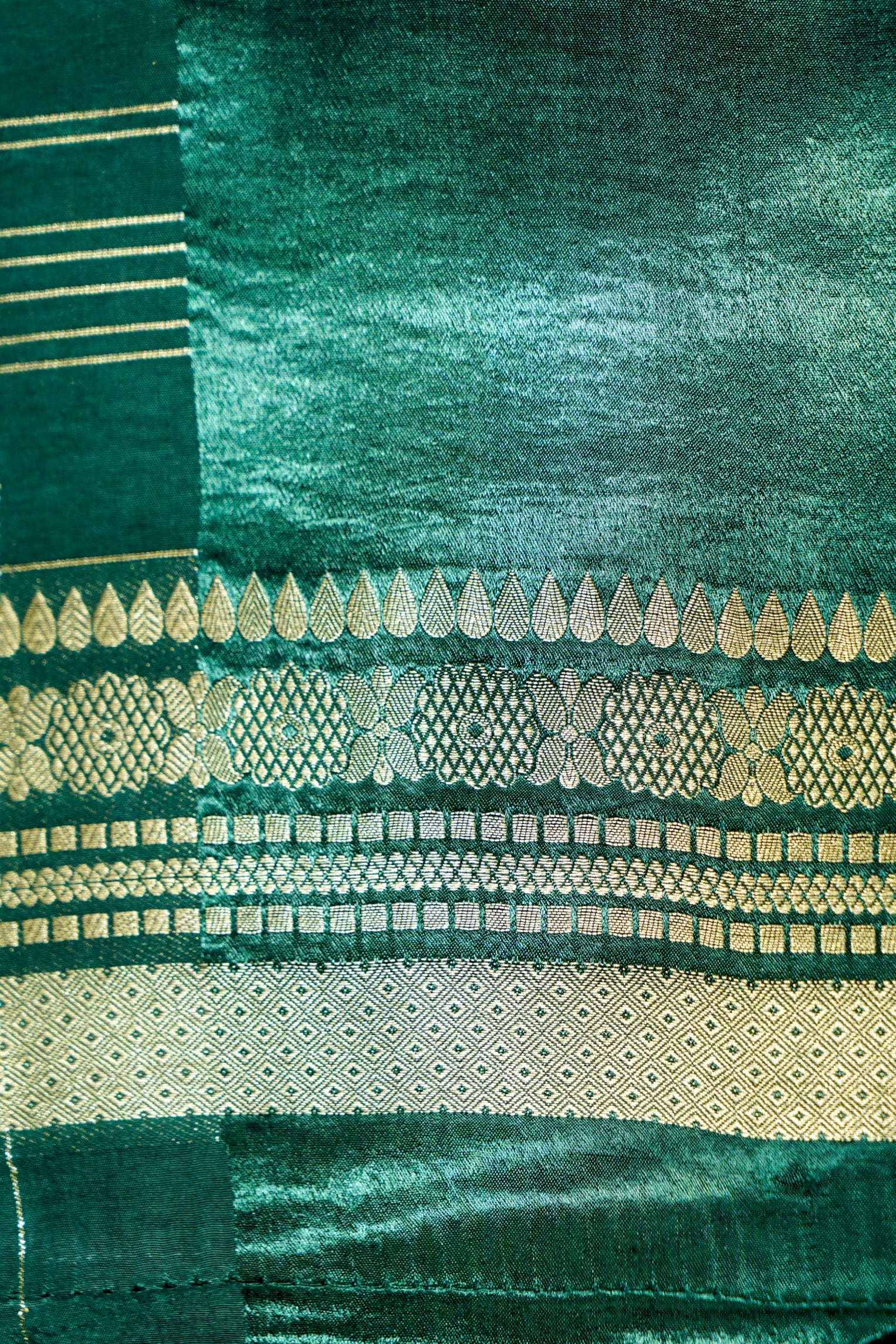 Royal Purple Dola Banarasi Silk Saree with Teal Green and Silver Zari Border