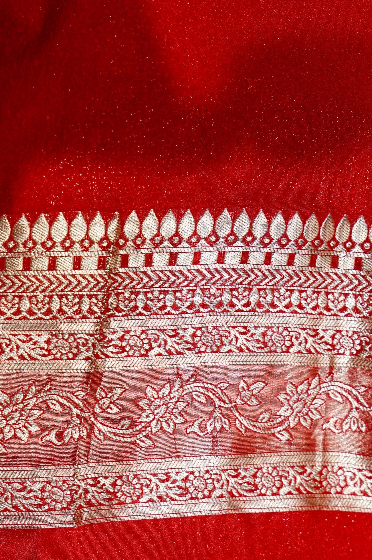 Butter Yellow Crepe Georgette Silk Saree with Floral Crimson Red Border