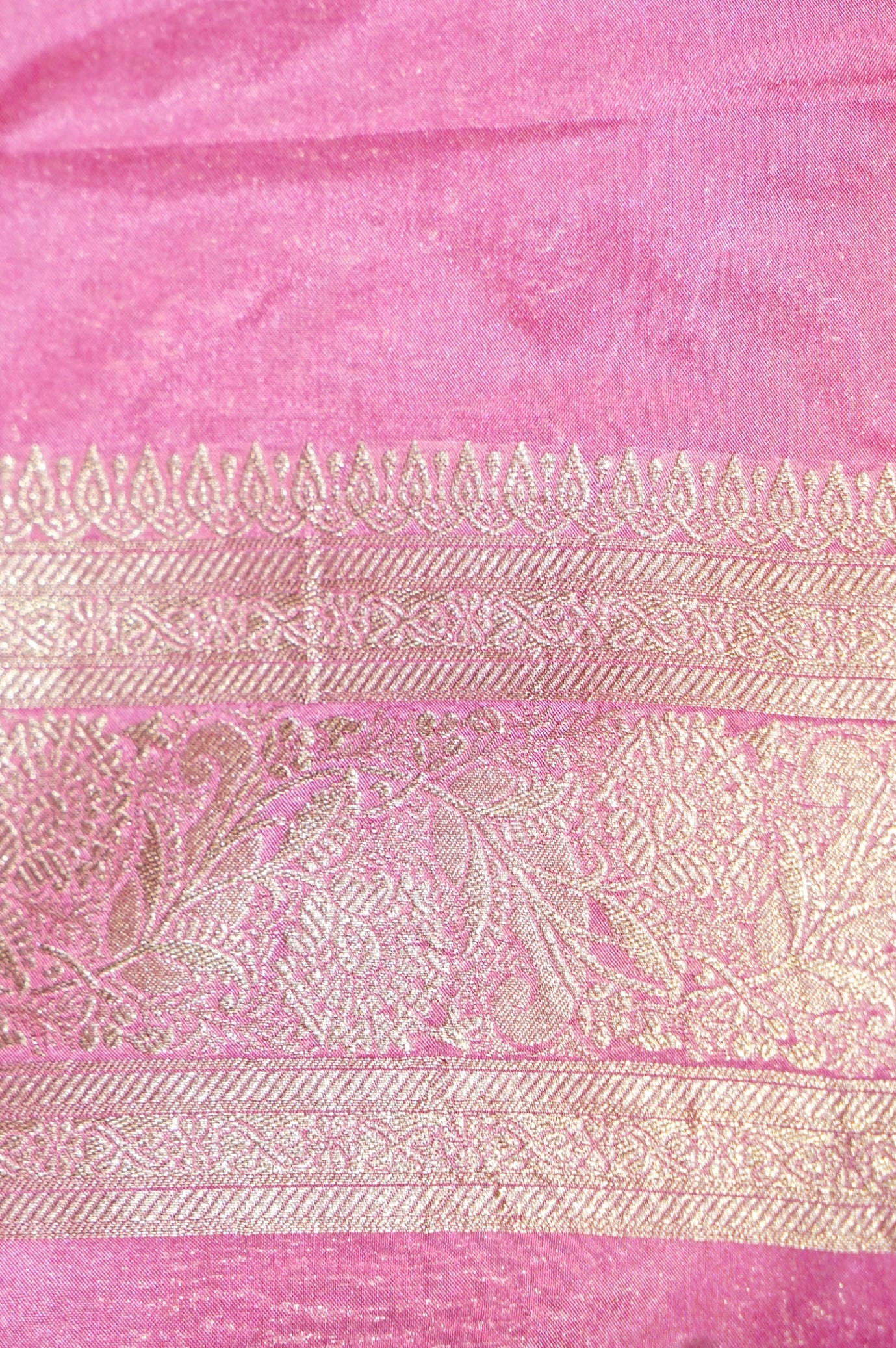 Red Crepe Georgette Silk Saree with Blush Pink Floral Zari Border