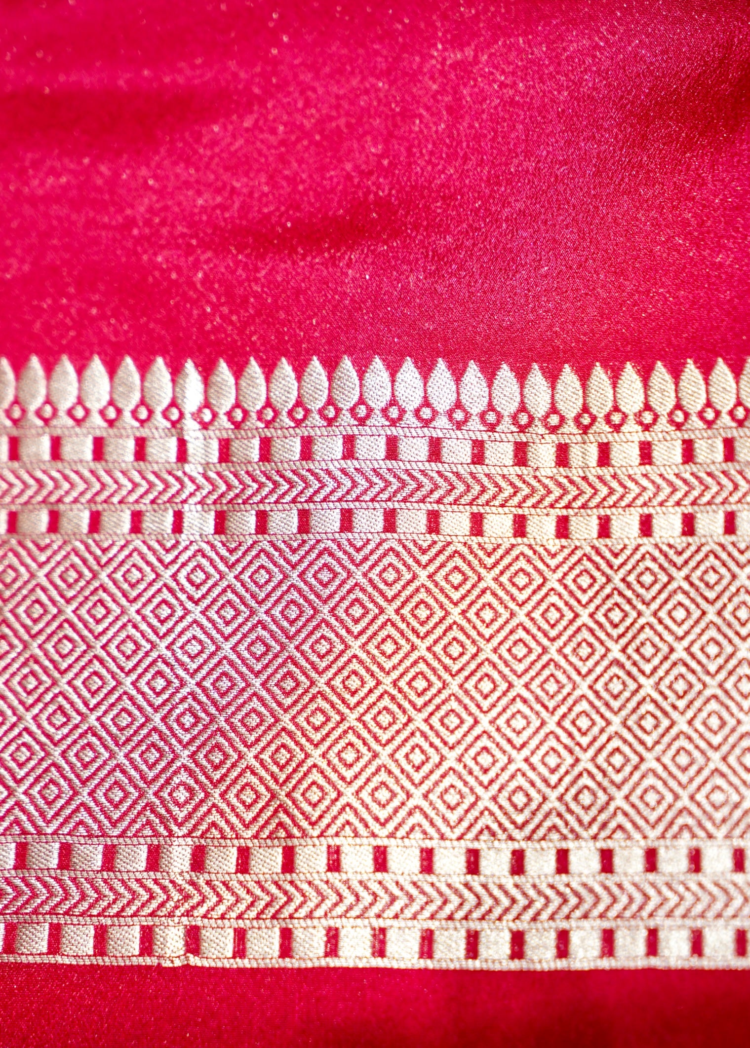 Royal Purple Bell Motifs Crepe Georgette Silk Saree with Crimson Red Border