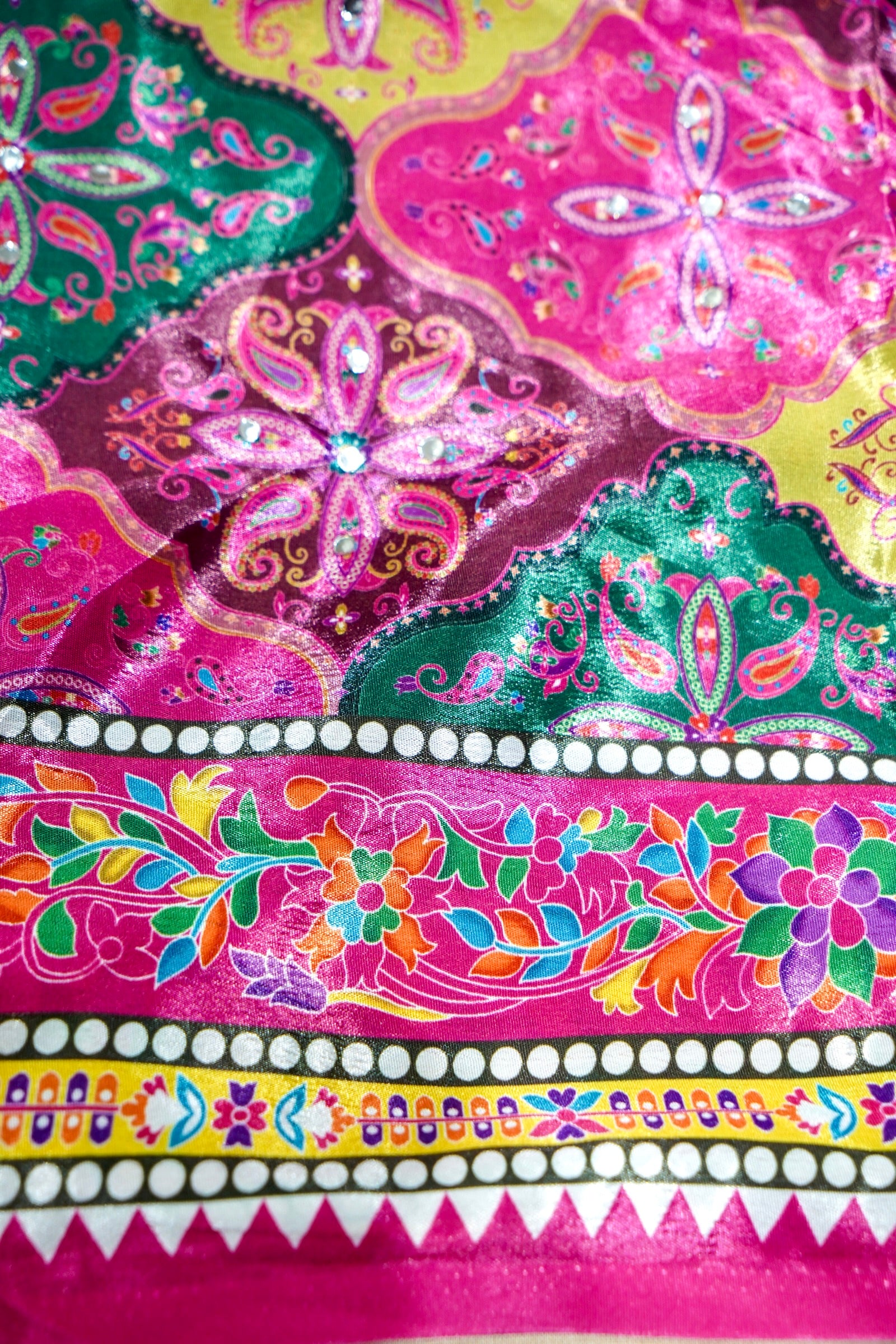 Berry Blossom Paisley Print Roman Silk Saree with Floral Border