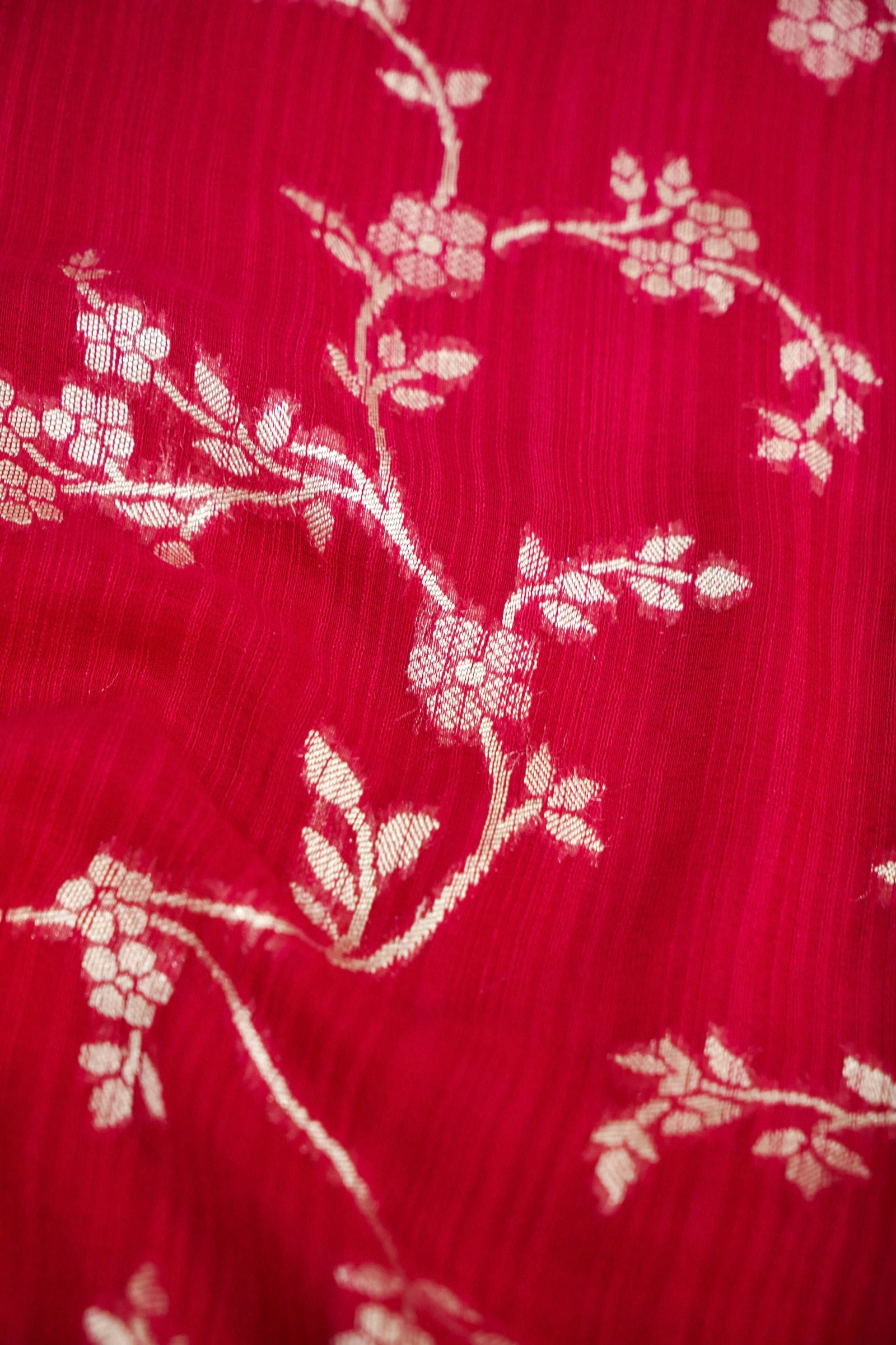 Rani Pink Pure Banarasi Tussar Munga Silk Saree