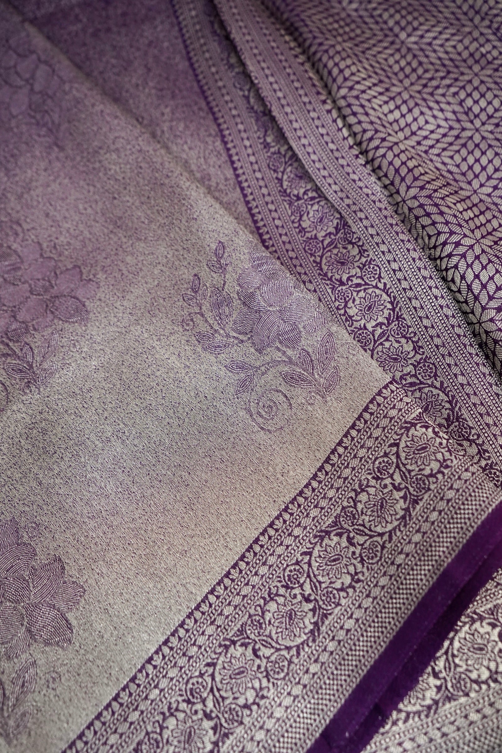 Shimmering Plum Purple Tissue Katan Silk Saree