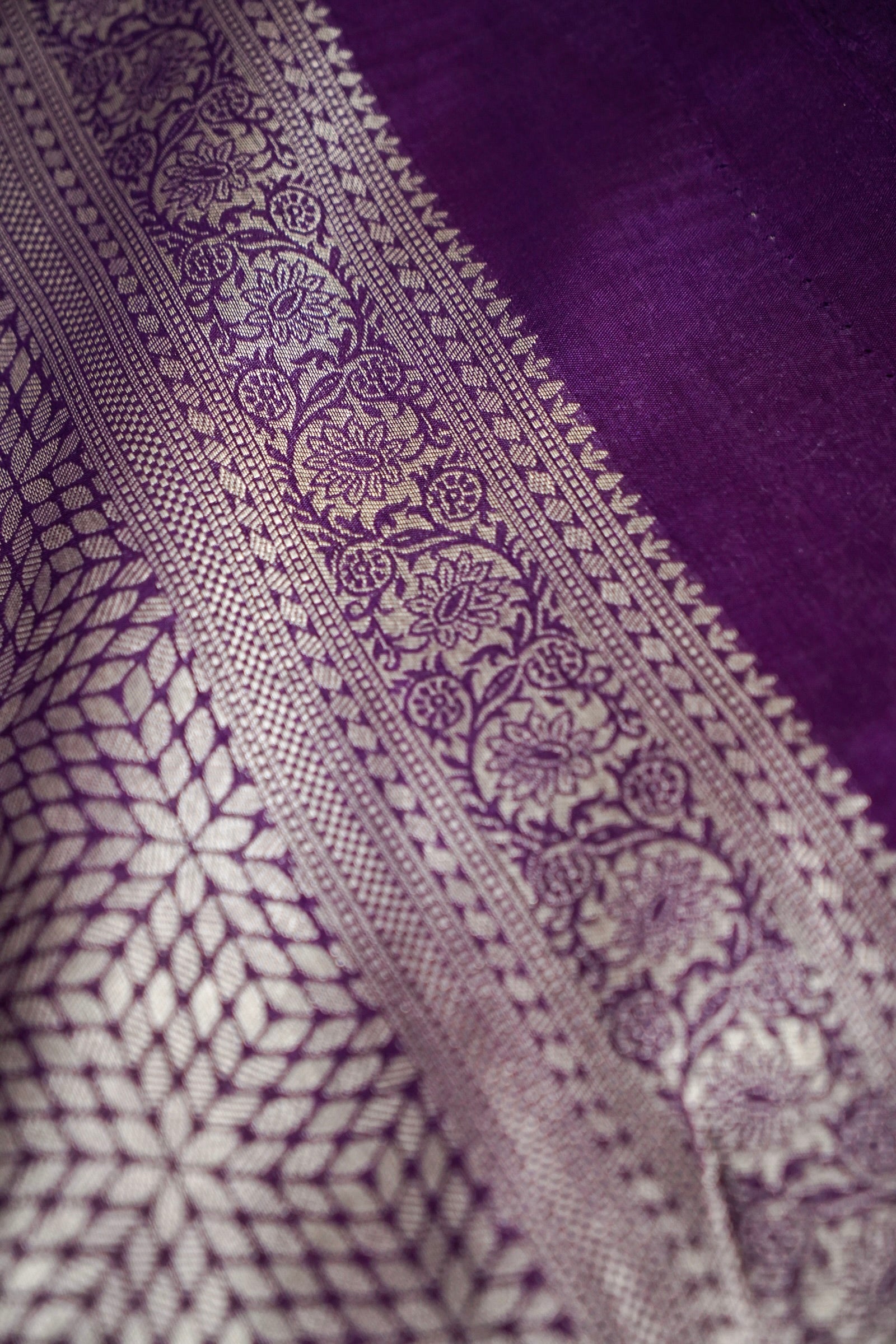 Shimmering Plum Purple Tissue Katan Silk Saree