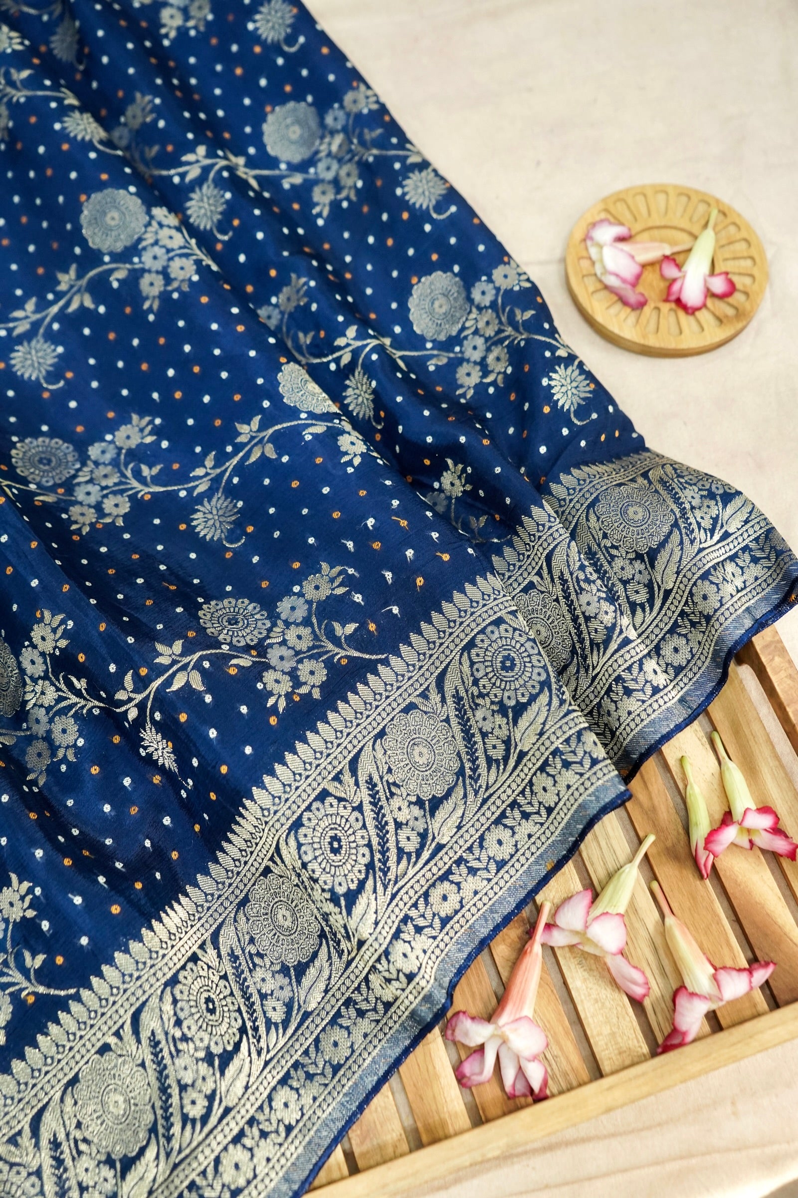 Midnight Navy Blue Banarasi Georgette Saree