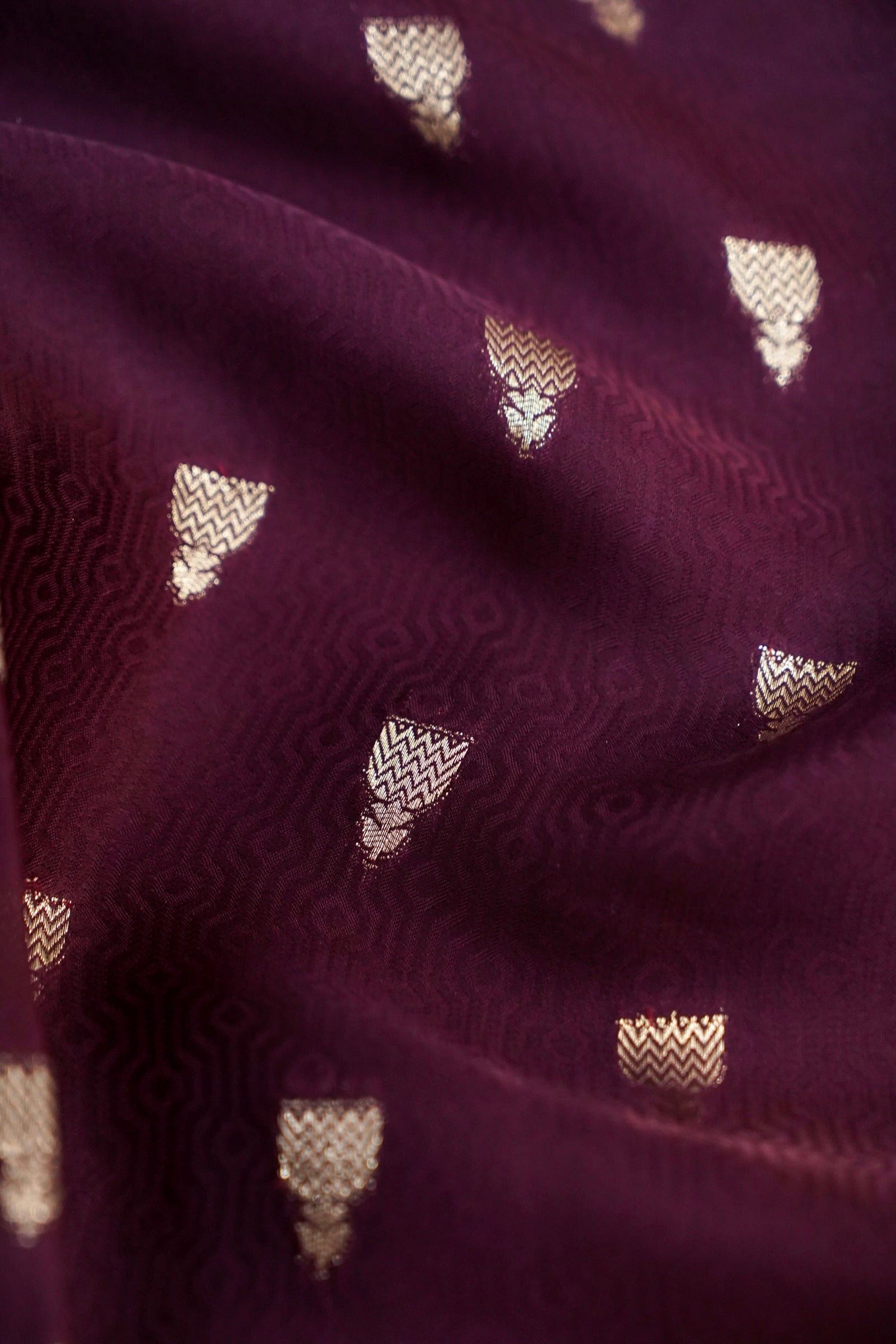 Deep Aubergine Purple Crepe Silk Saree