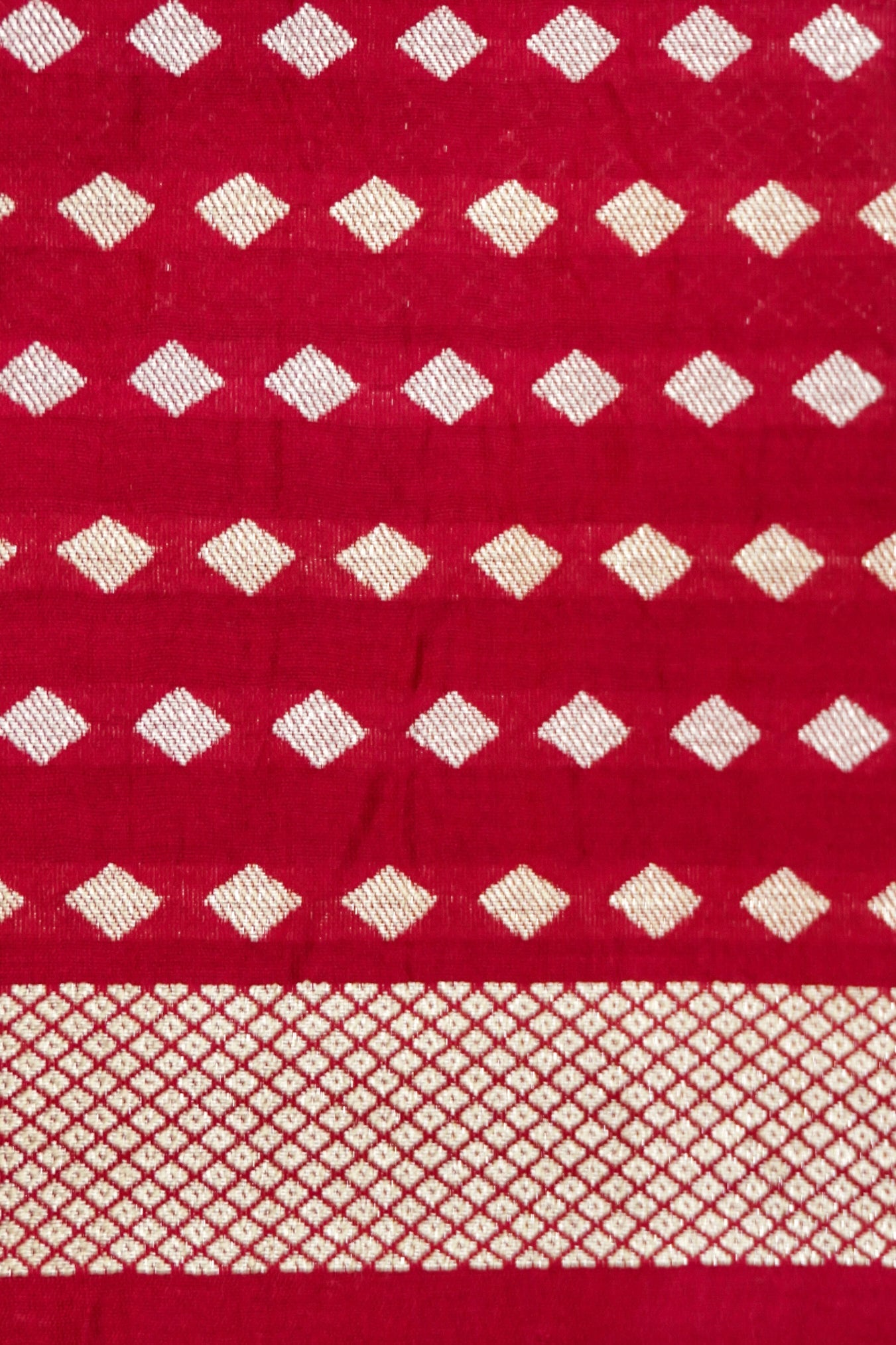 Hot Red Mul Cotton Banarasi Saree