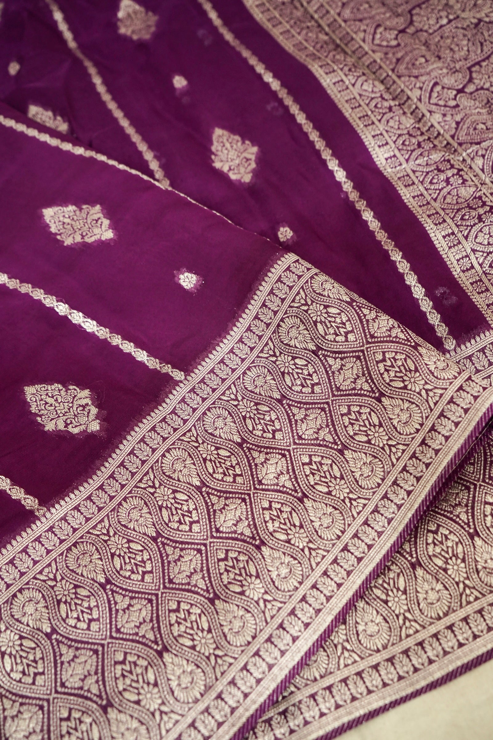 Magenta Purple Banarasi Georgette Saree