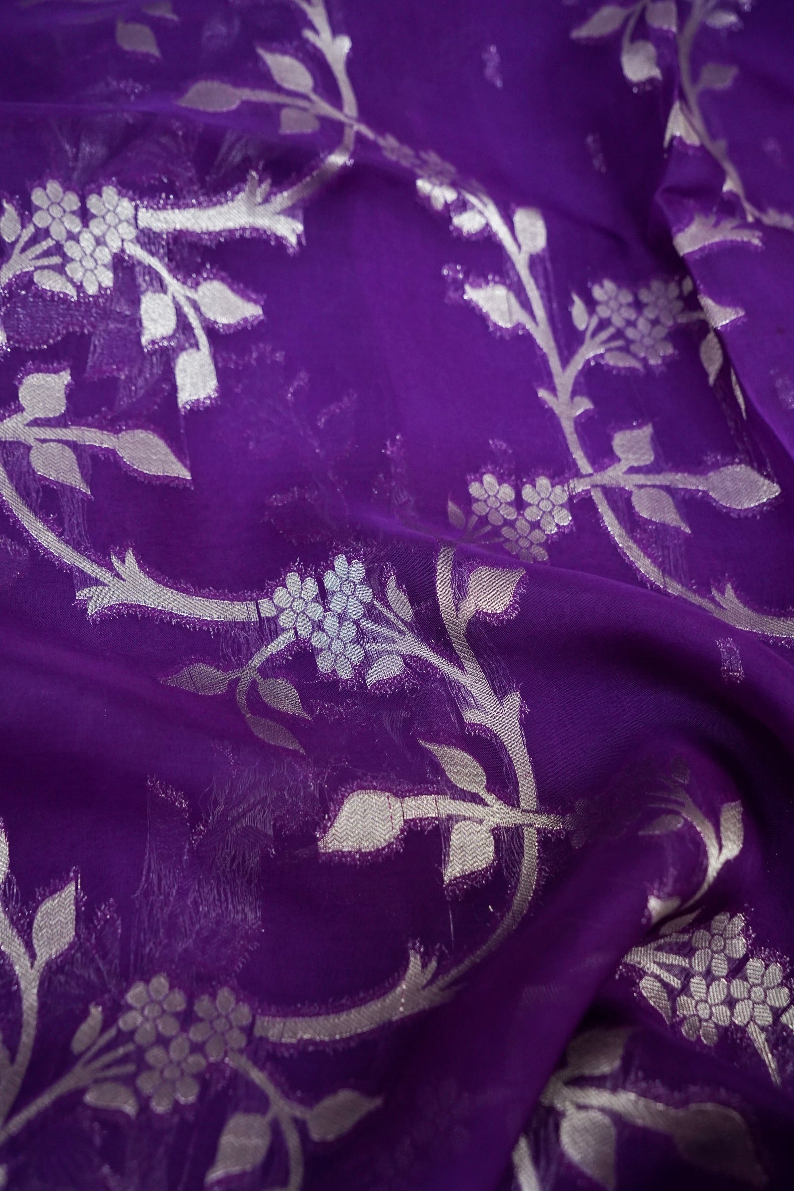 Royal Purple Pure Banarasi Tussar Munga Silk Saree