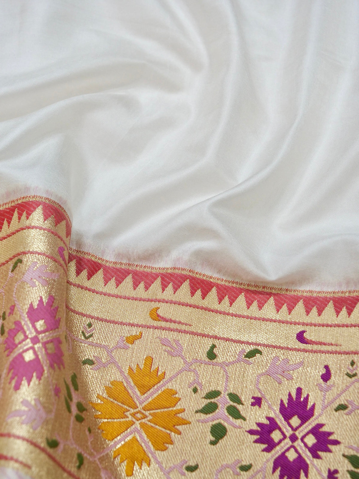 Durga Pooja Special - Ivory Banarasi Silk Saree
