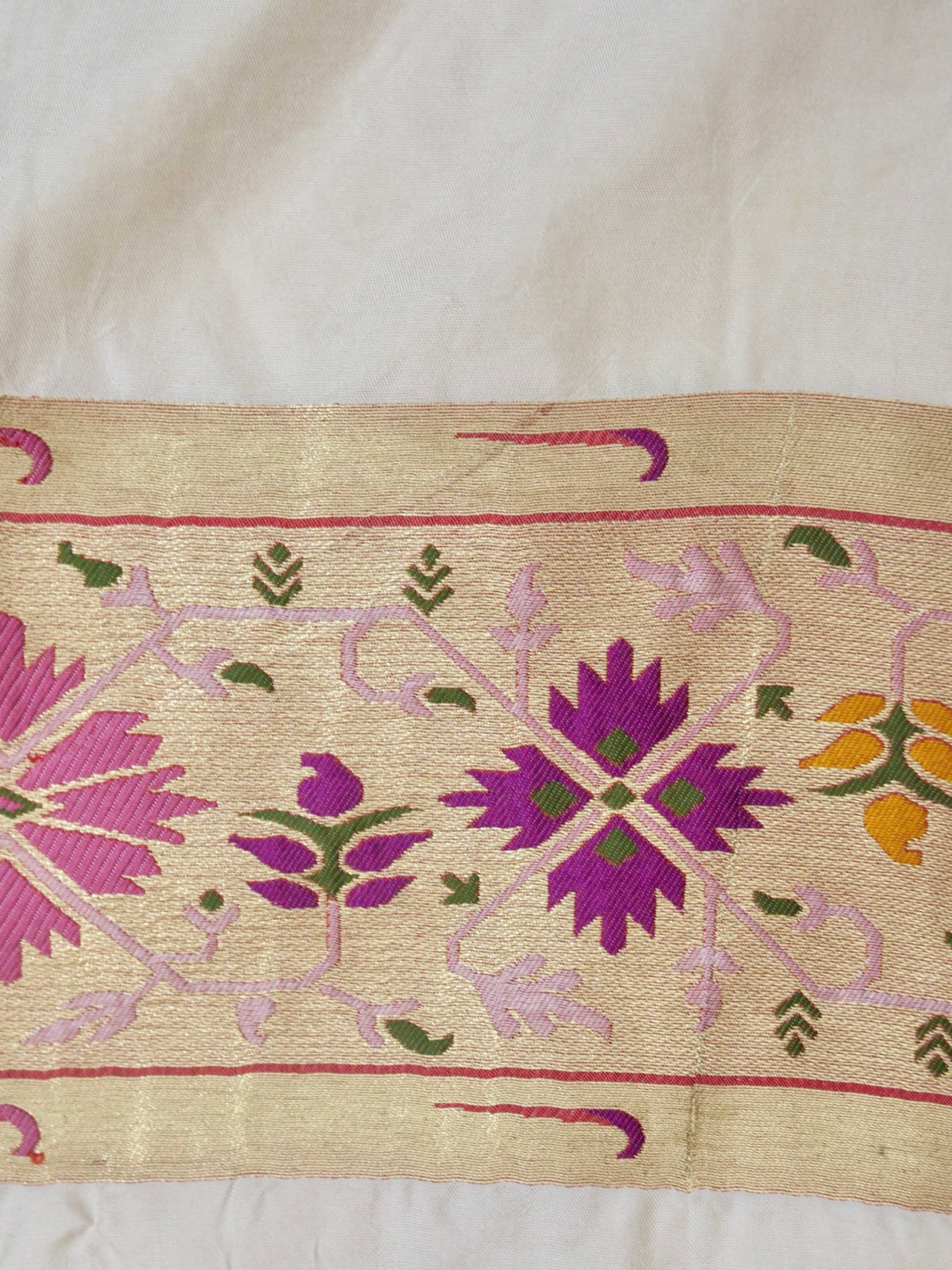 Durga Pooja Special - Ivory Banarasi Silk Saree