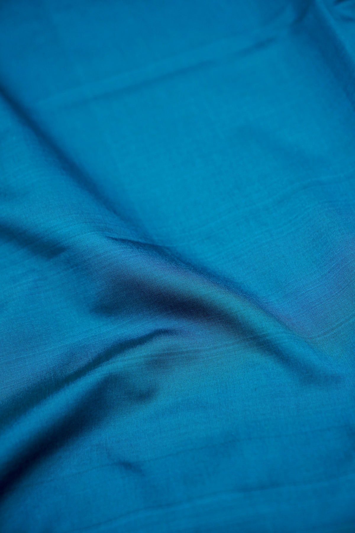 Suvarna - Peacock Blue Mysore Crepe Silk Saree with Gold Kaat Border