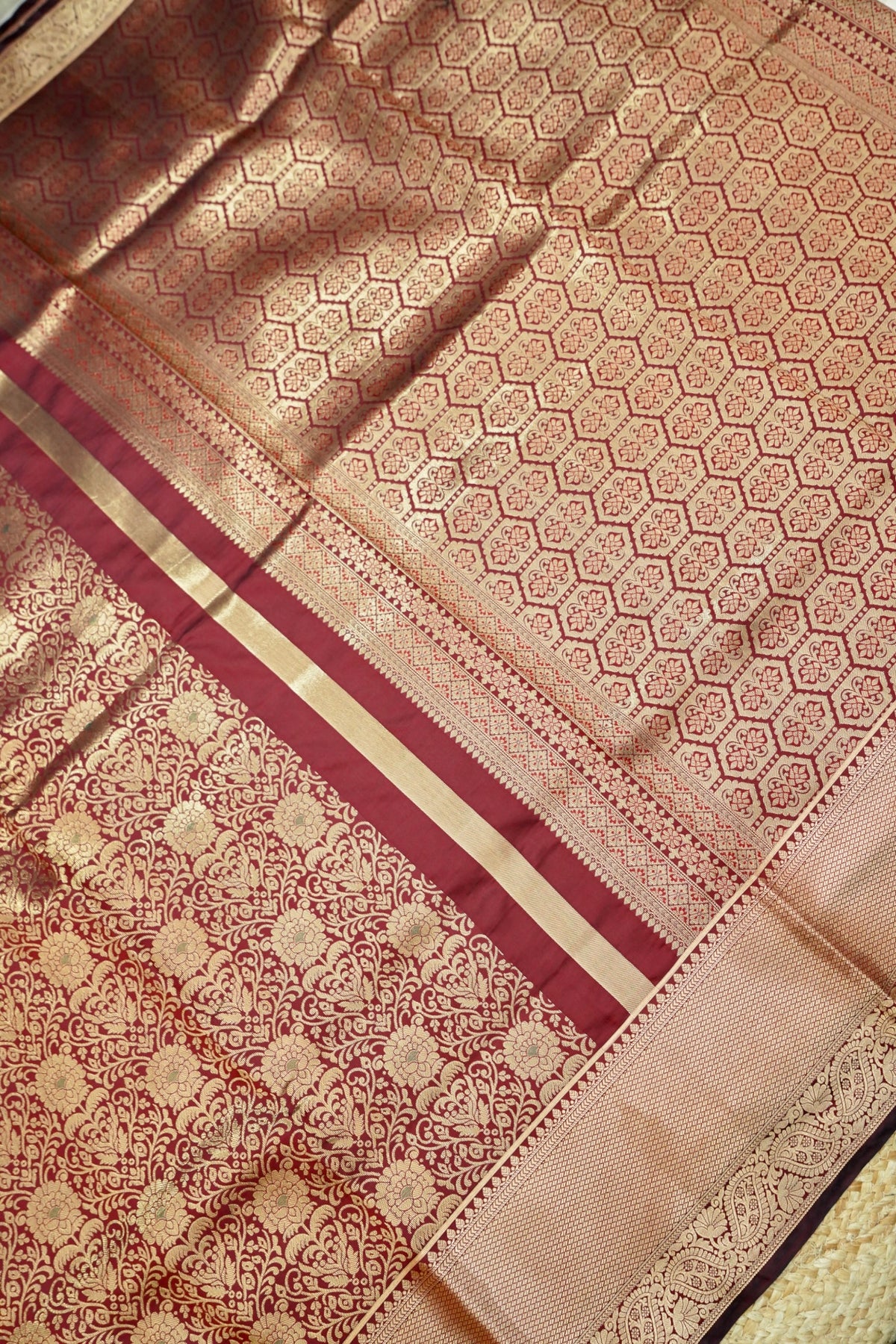 Suvarna - Maroon Red Dharmavaram Tissue Silk Saree