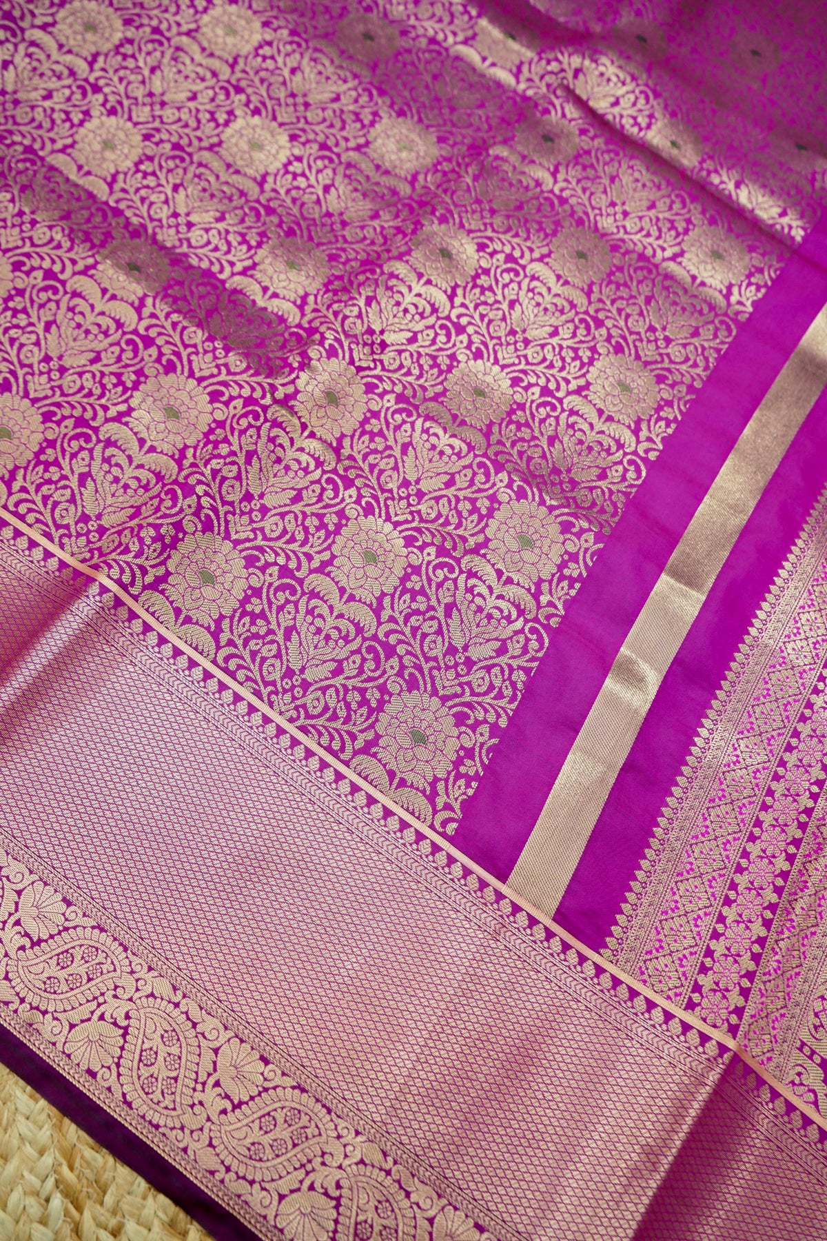 Suvarna - Magenta Pink Dharmavaram Tissue Silk Saree