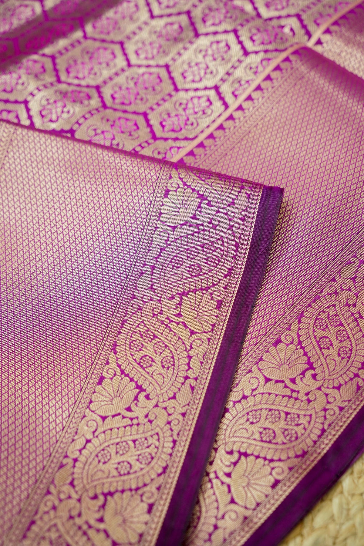 Suvarna - Magenta Pink Dharmavaram Tissue Silk Saree