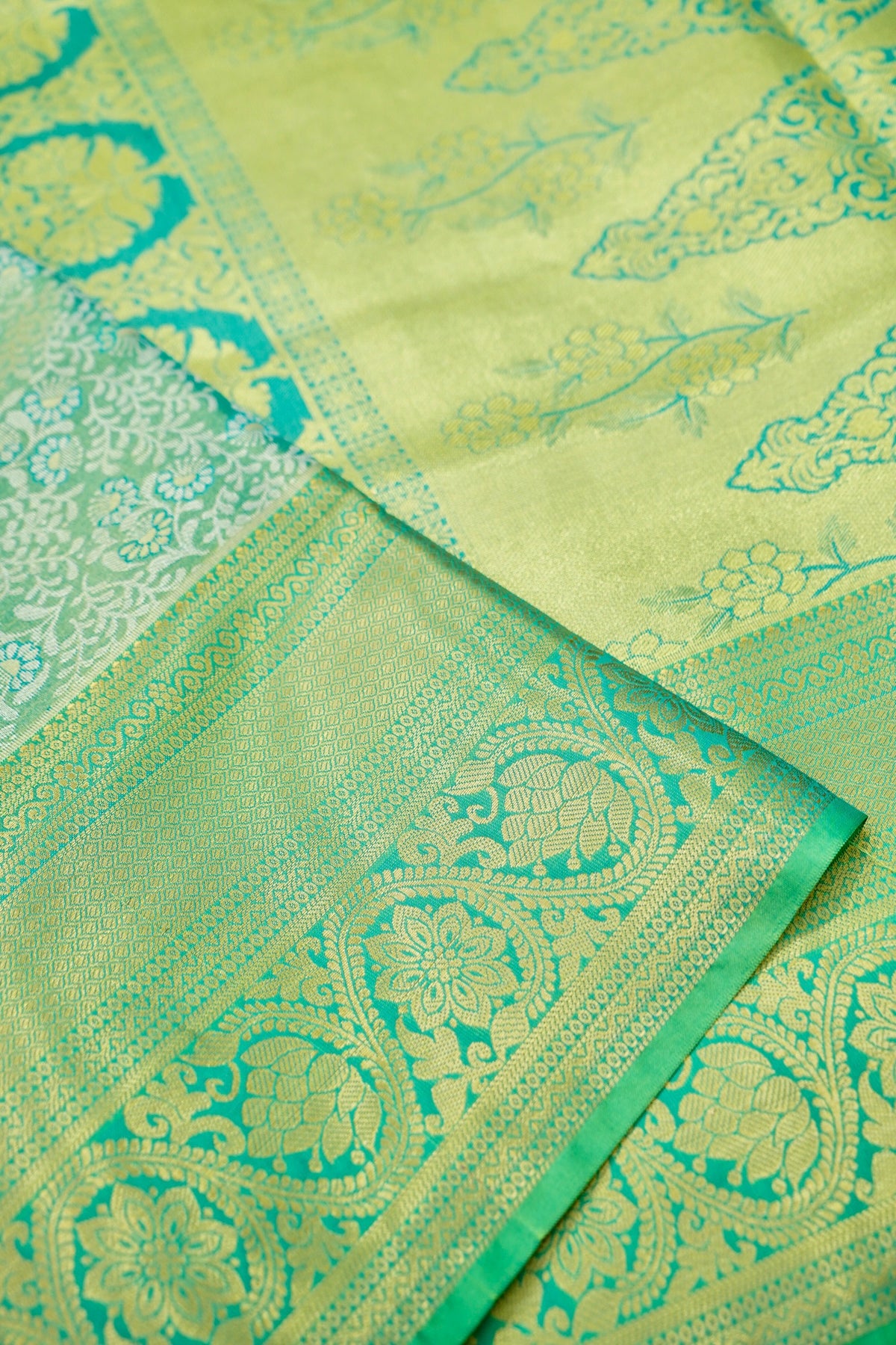 Suvarna - Mint Green Dharmavaram Tissue Silk Saree