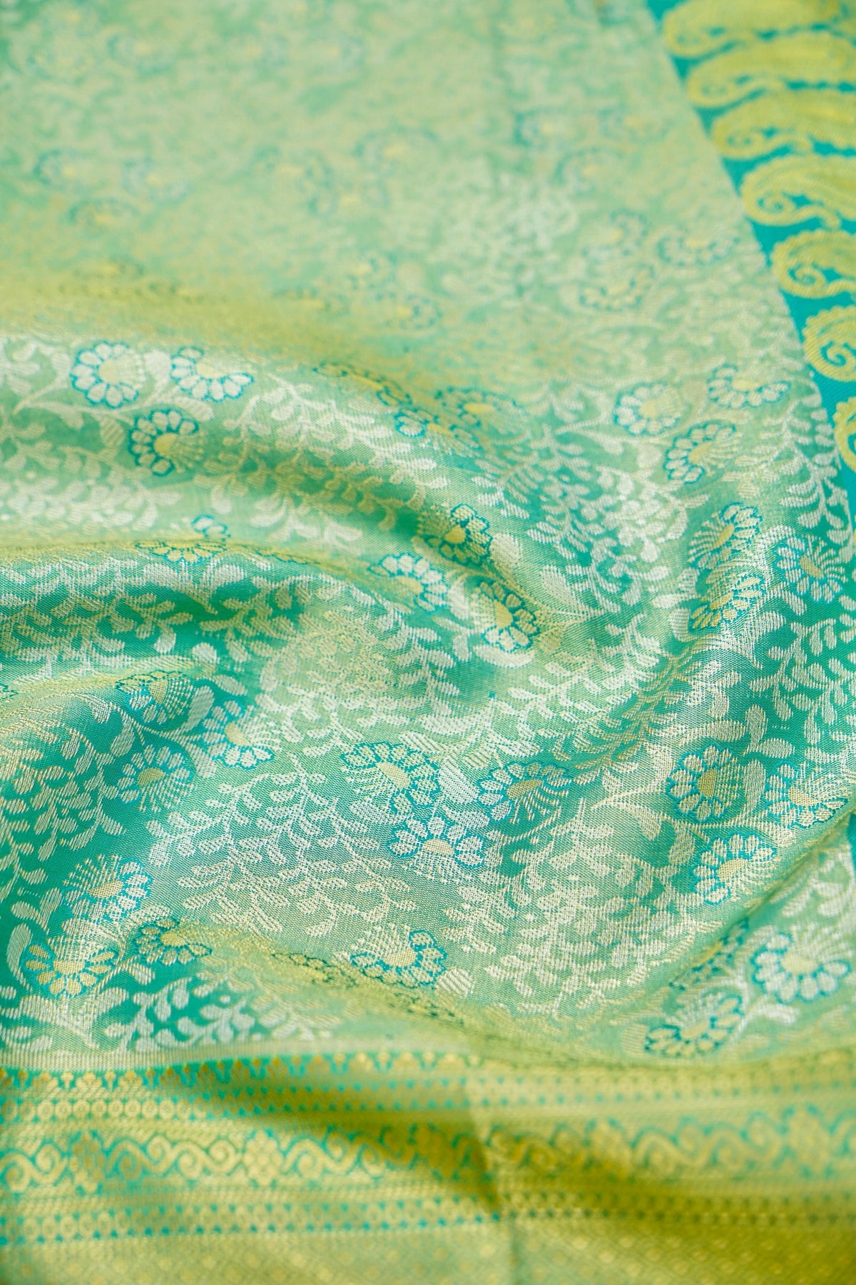 Suvarna - Mint Green Dharmavaram Tissue Silk Saree