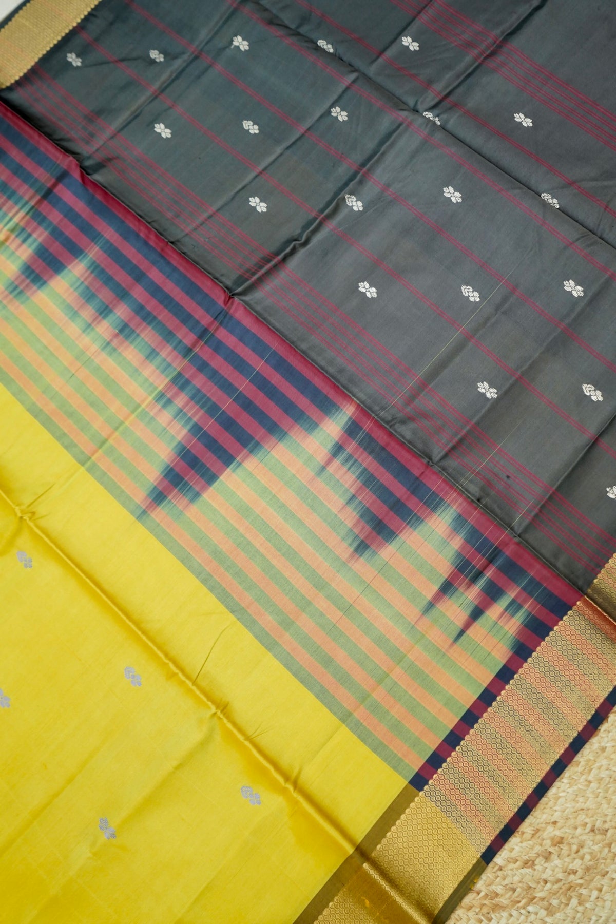 Suvarna - Mustard Yellow Maheshwari Silk Saree