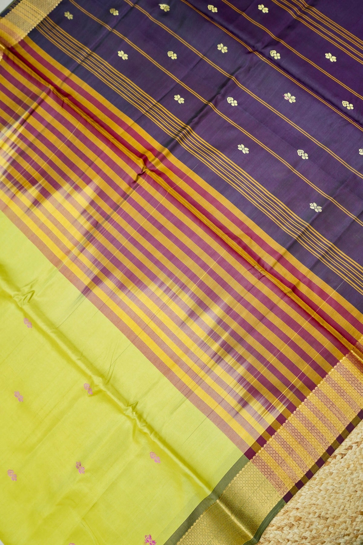 Suvarna - Lime Yellow Maheshwari Silk Saree