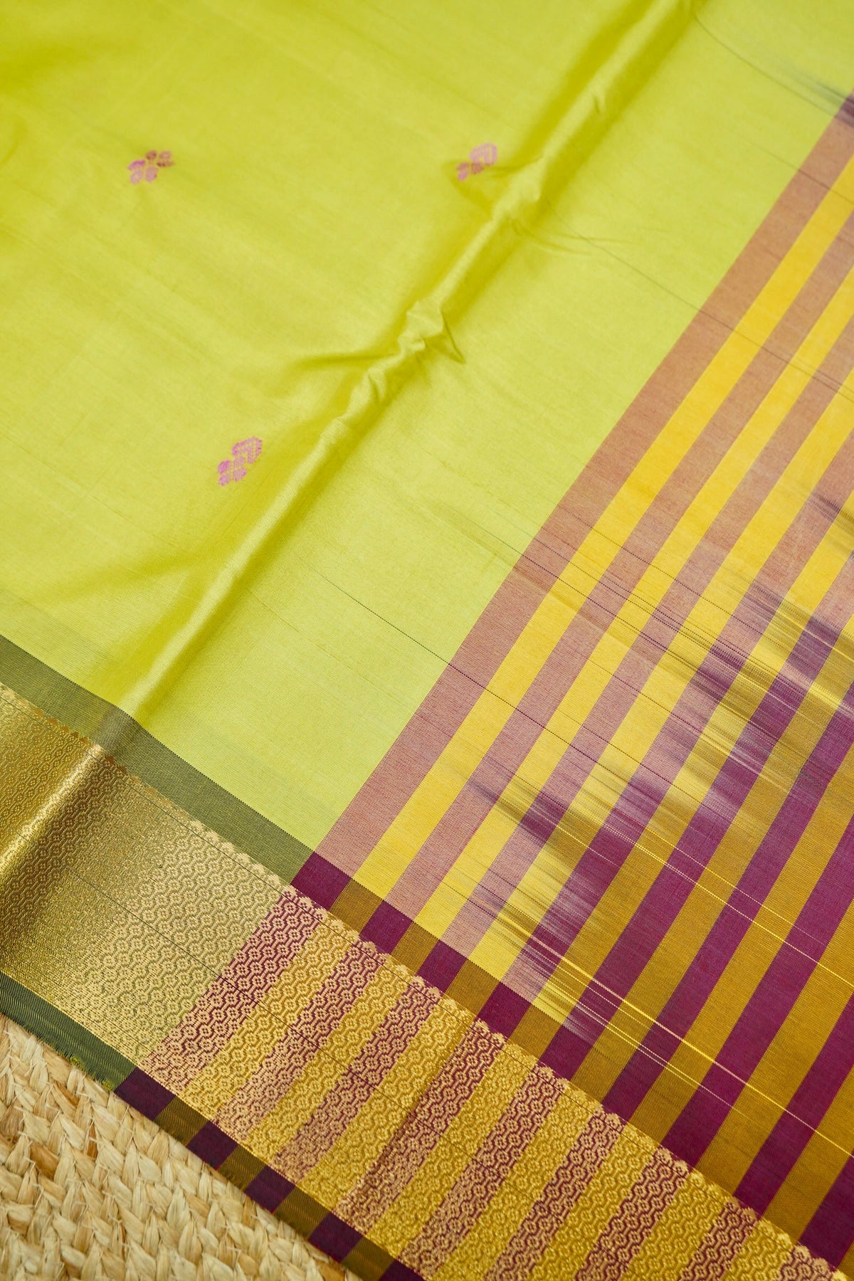 Suvarna - Lime Yellow Maheshwari Silk Saree