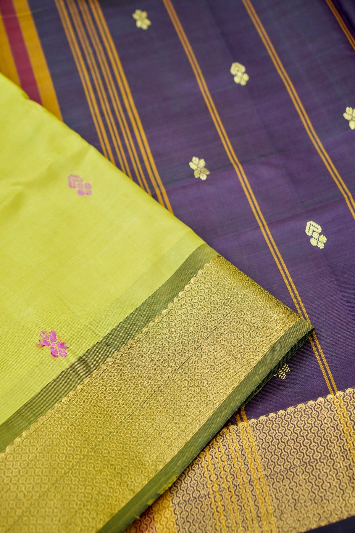 Suvarna - Lime Yellow Maheshwari Silk Saree