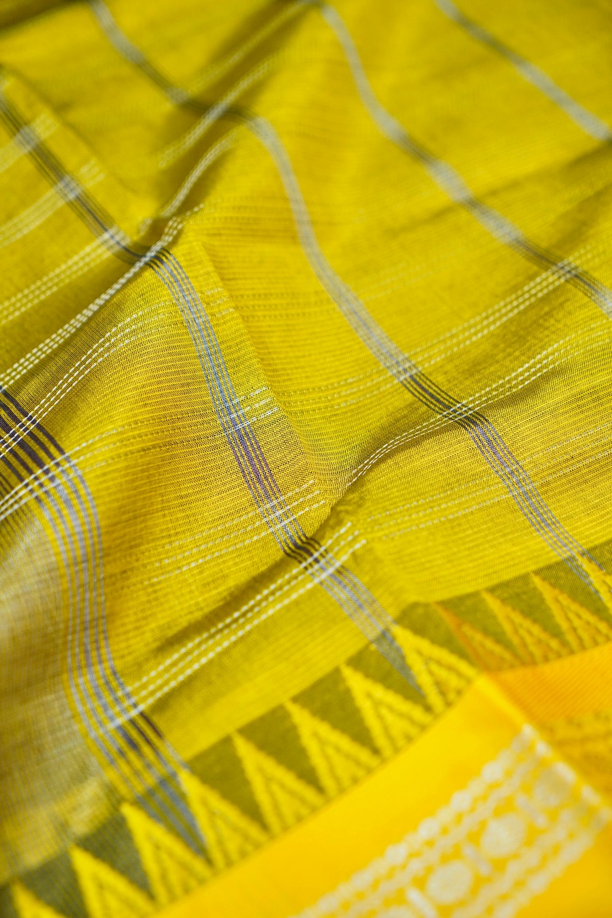 Suvarna - Deep Magenta Purple Gadwal Silk Saree with Mustard Gold Border