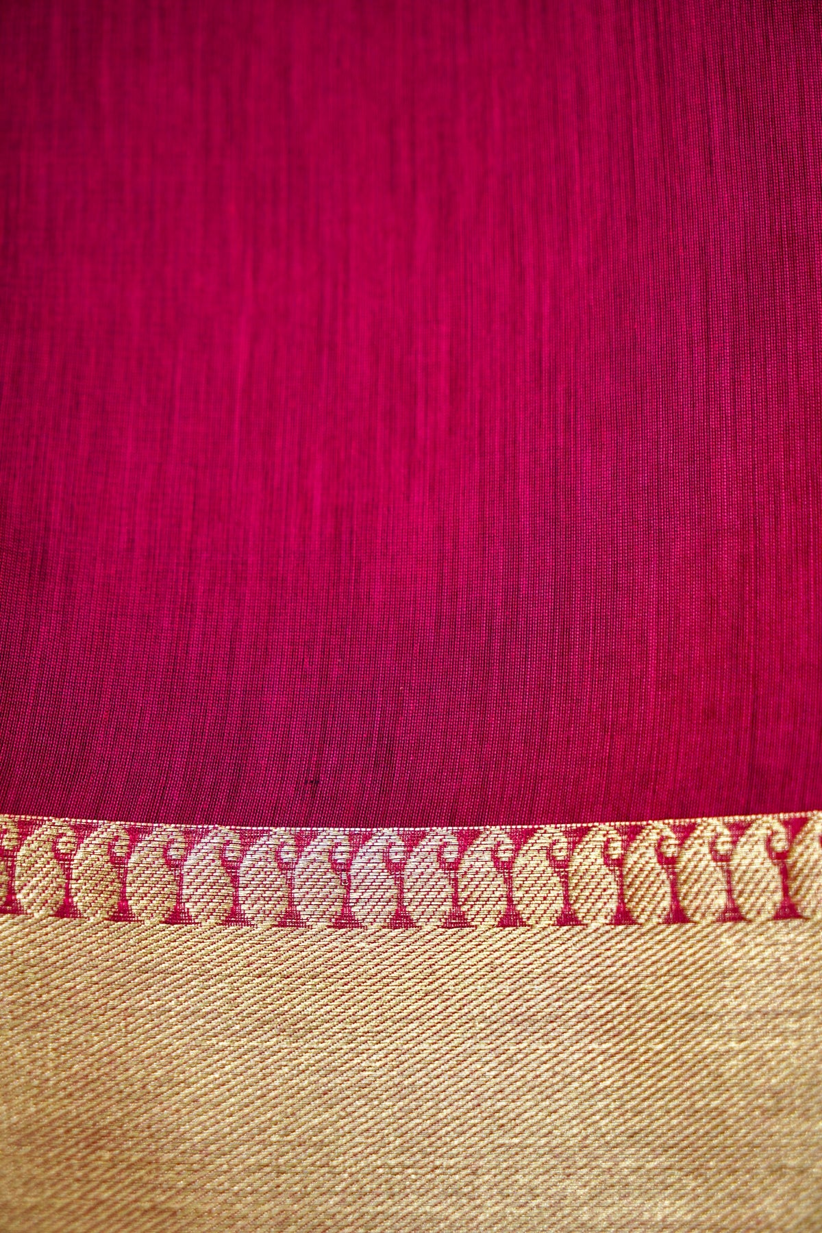 Suvarna - Rust Brown Maheshwari Silk Saree with Antique Gold Border