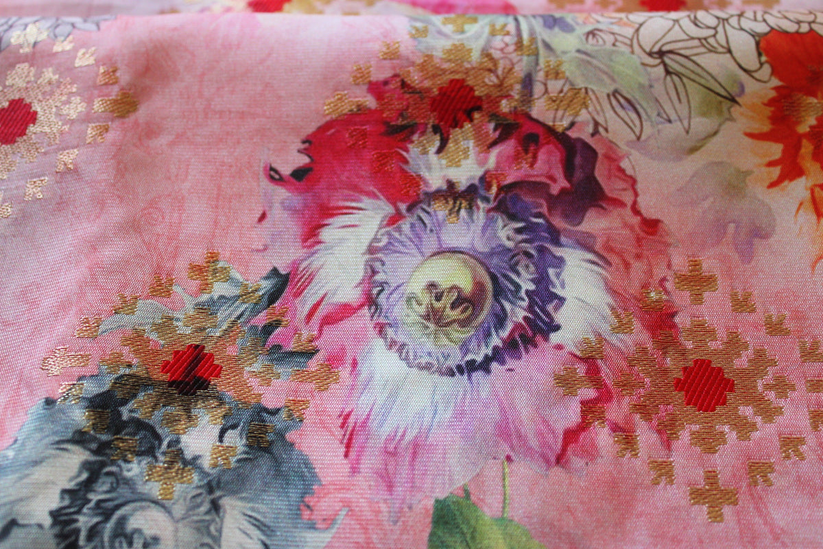 Banarasi Silk Royal Red Dupatta with luxurious floral prints