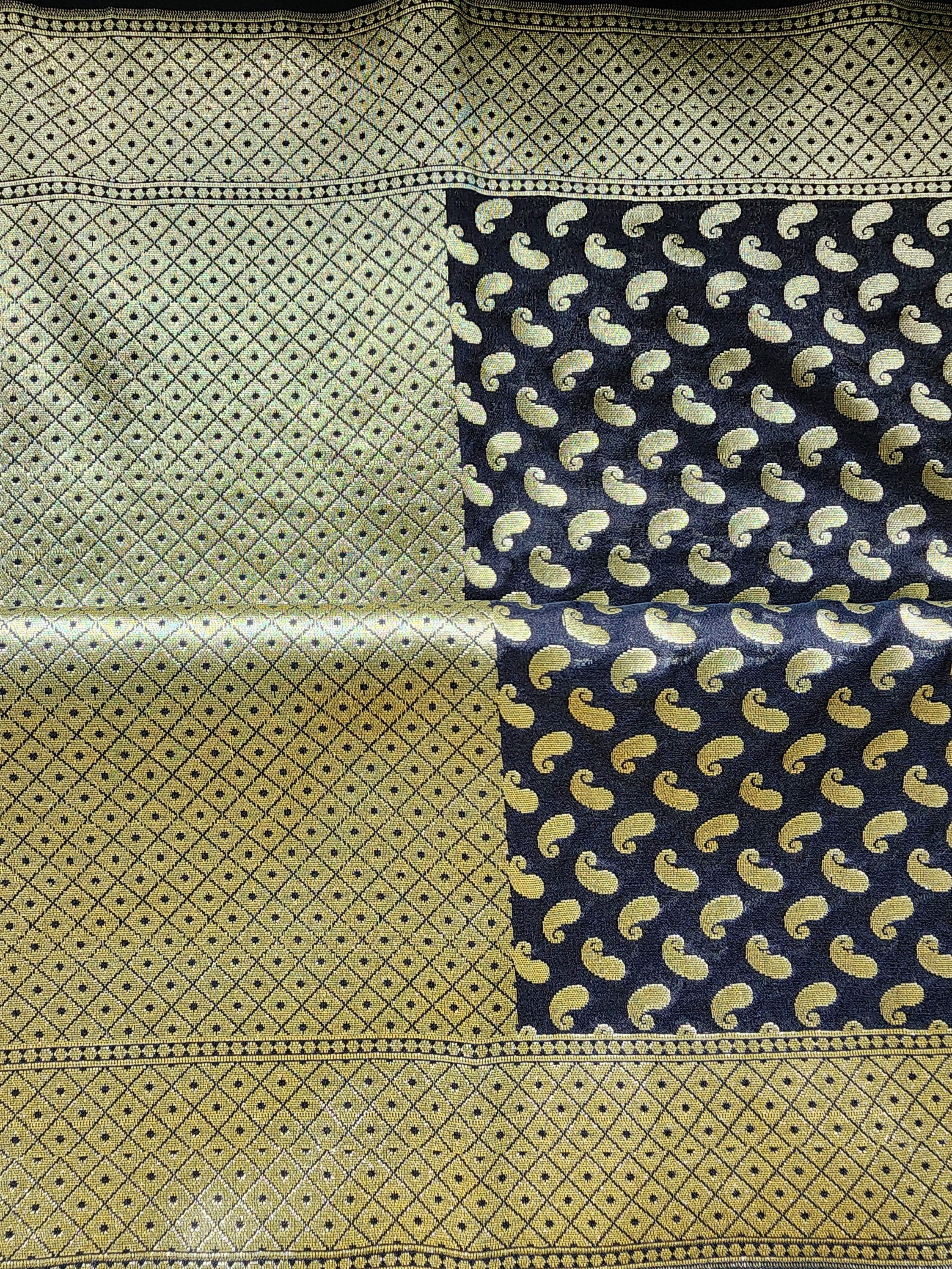 Banarasi Silk Black Dupatta with gold handweaving