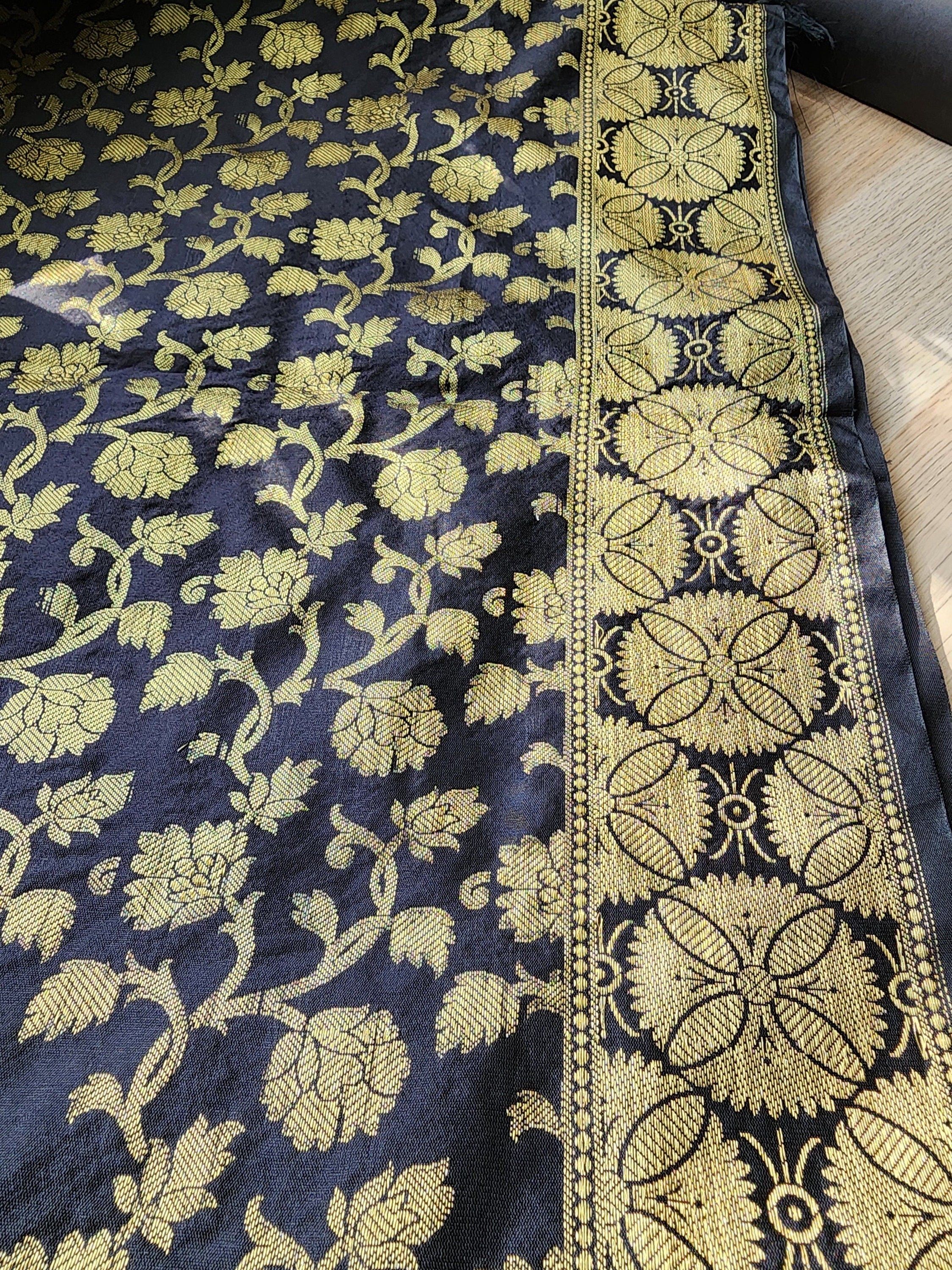 Banarasi Black Silk Dupatta with gold weaving
