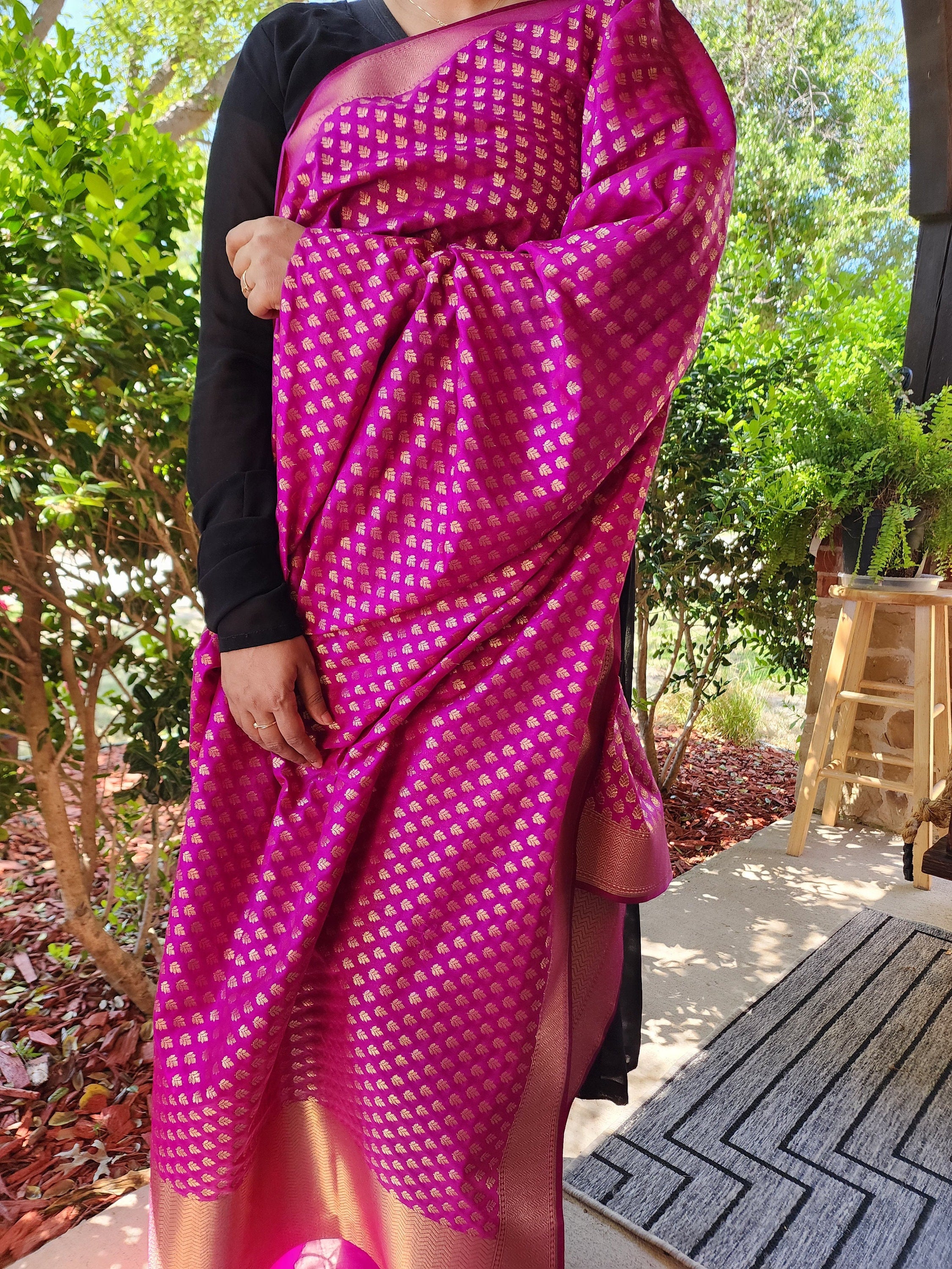 Banarasi Silk Purple Color Dupatta with gold handweaving
